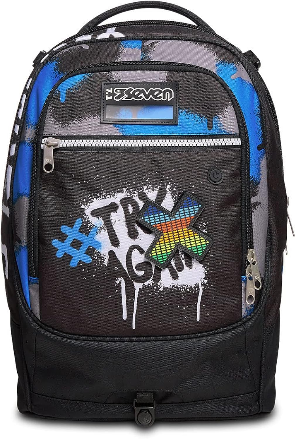 Trolley Scuola Seven Jack 3 Ruote con LED - Yourself Boy Bambino, Ragazzo - Zaino Sganciabile - Doppio Uso - Nero, Blu Trolley Scuola Seven Jack 3 Ruote con LED - Yourself Boy Bambino, Ragazzo - Zaino Sganciabile - Doppio Uso - Nero, Blu