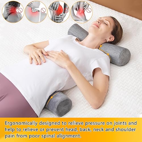 Miniatura 7 de 1 MIDDLE ONE Almohada cervical de espuma viscoelástica refrescante para apoyo del cuello y alivio del dolor, almohada cilíndrica redonda de tubo