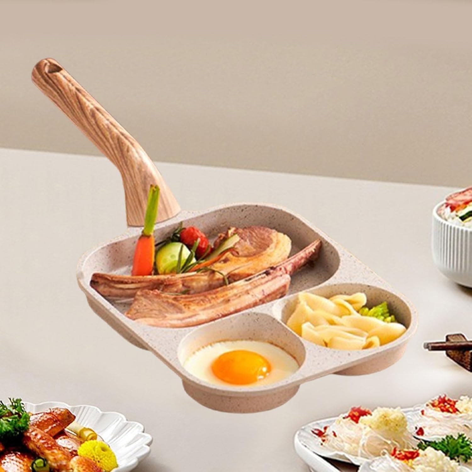 Egg Skillet for Breakfast 3 Cup Egg Pan Omelette Pan Breakfast Maker Egg Cooker Pan Nonstick Pan for Cooking Vegetable Burger