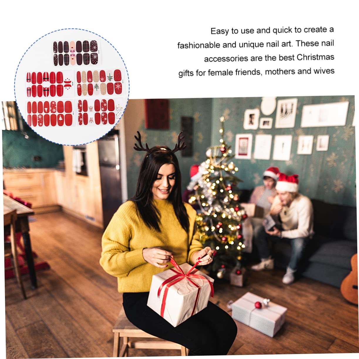 Healvian 30fogli Adesivi Per Unghie Natalizi Auto-adesivi Decorazioni Per Feste Di Natale e Inverno Stile Misto