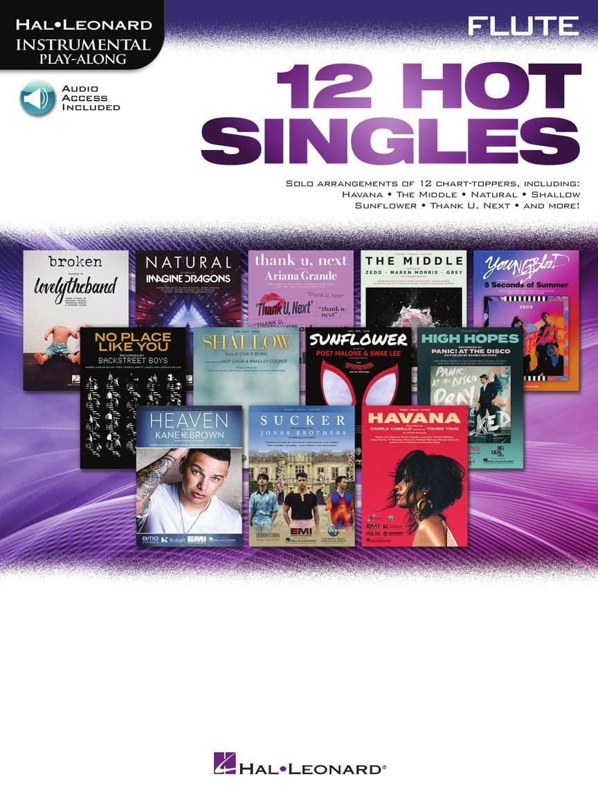 Recueil 12 Hot Singles pour flûte traversière, recueil de chansons modernes et mélodies solo