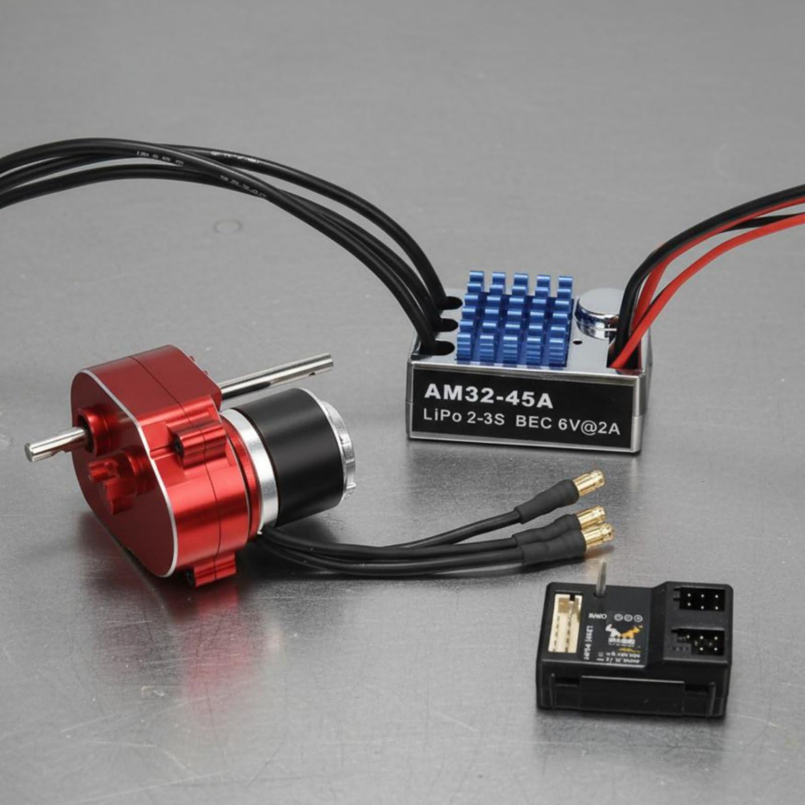 predolo Combo Motore Brushless 2322 Alta Potenza Kit Motore Brushless e ESC Avvio Sinusoidale per Fuoristrada, Argento, Kit Ricevitore 6-Ch