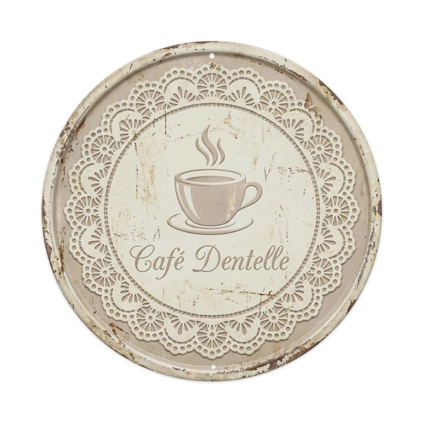 Lace Delicate Tavern Cafe Metal Tin Sign Plaque Wall Decor for Cafe, Club, Garden Round Metal Poster 8x8Inch