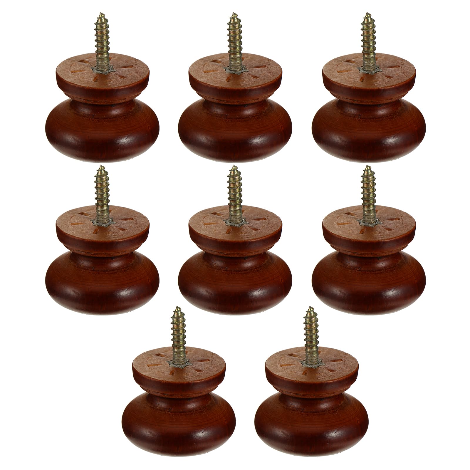 Housoutil Solid Wooden Round Door Handles 8 Pieces Self Tapping Cabinet Knobs for Wardrobe Drawers Furniture Pulls Easy Installation