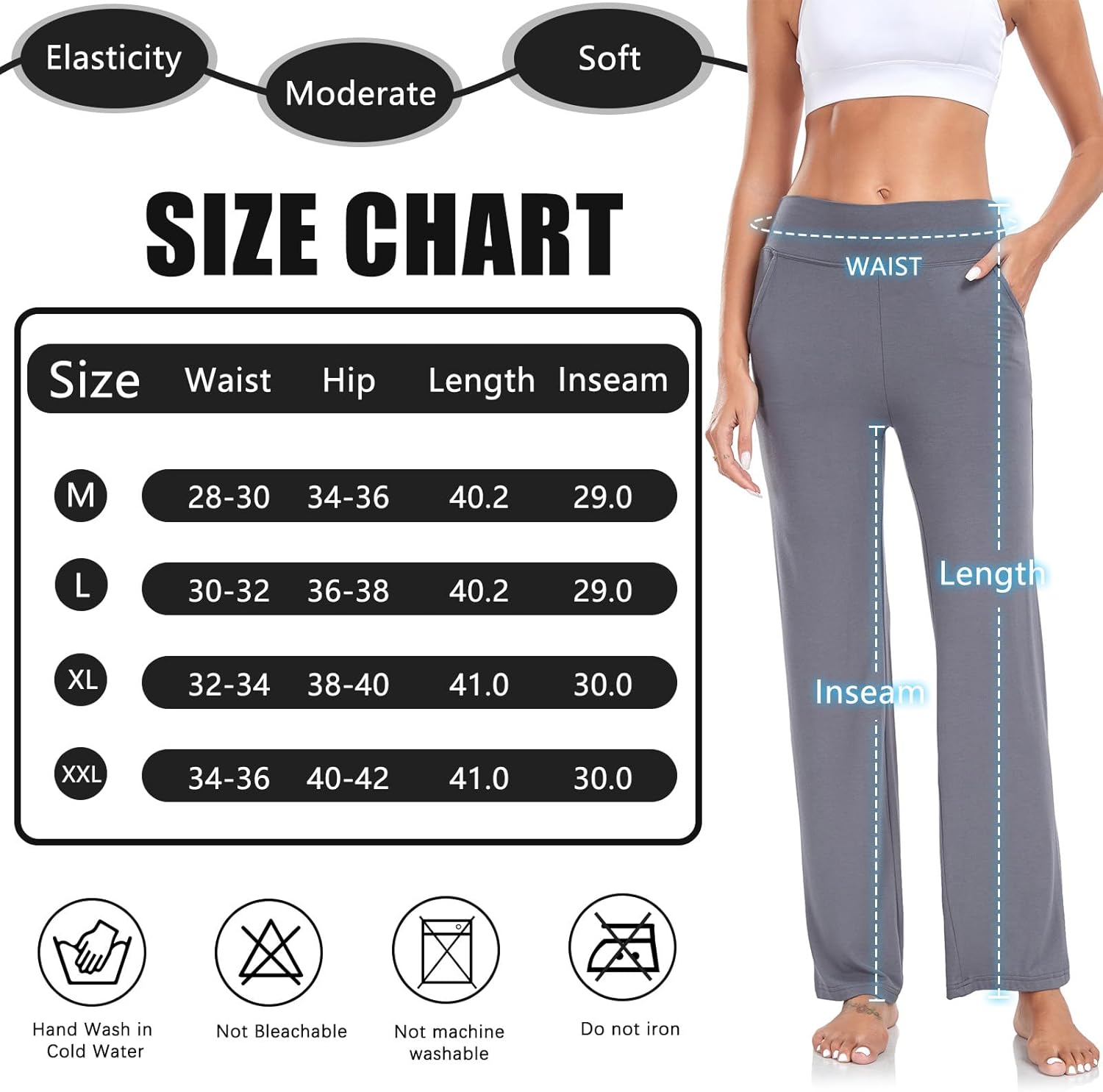 TownCat Women’s Yoga Pants with Pockets, High Waist Workout Straight Leg Pants, Womens Soft Gym Stretch Bootcut Pants - Image 6
