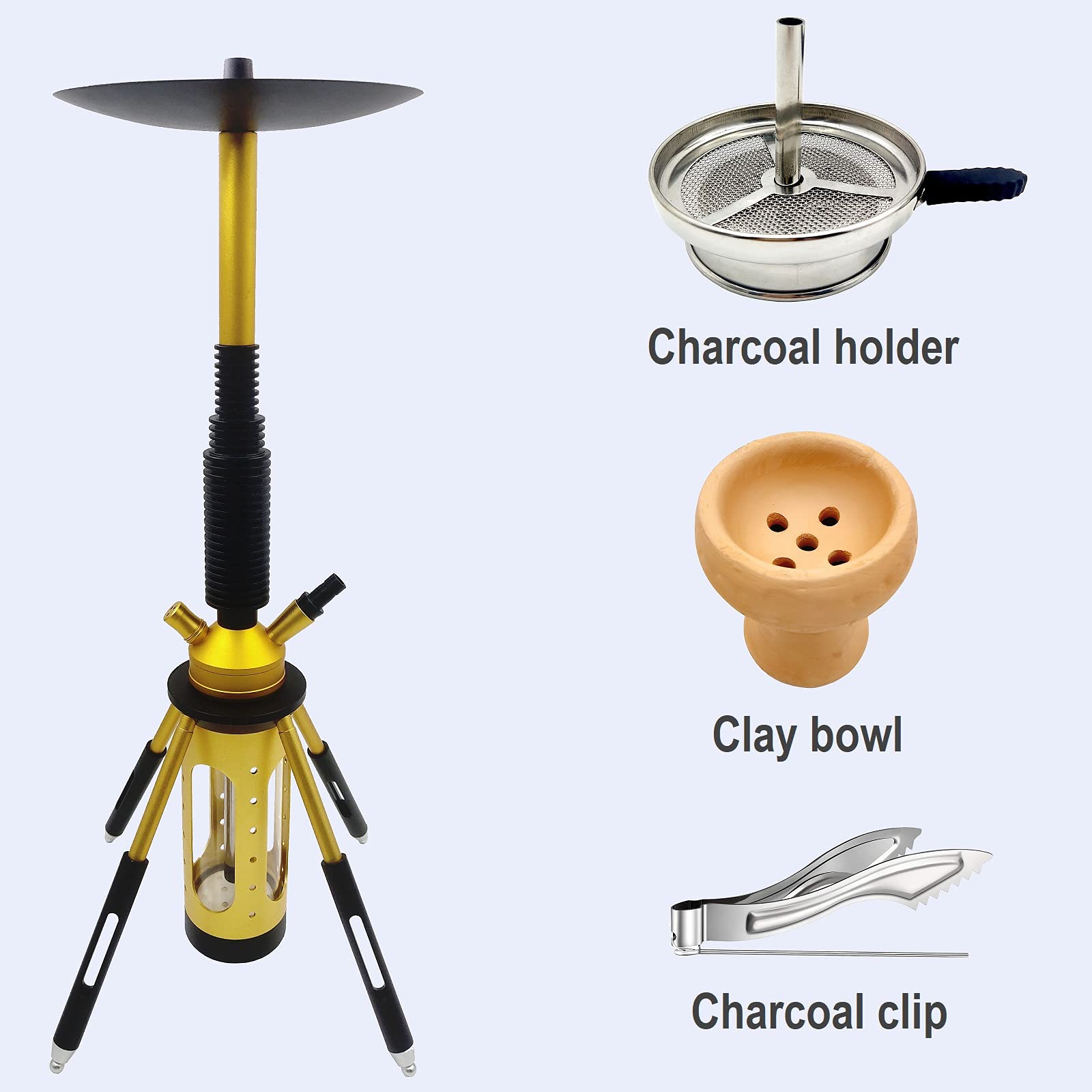 DITOSH Hookah Set Complete Modern Rocket Shape Shisha Kit with LED