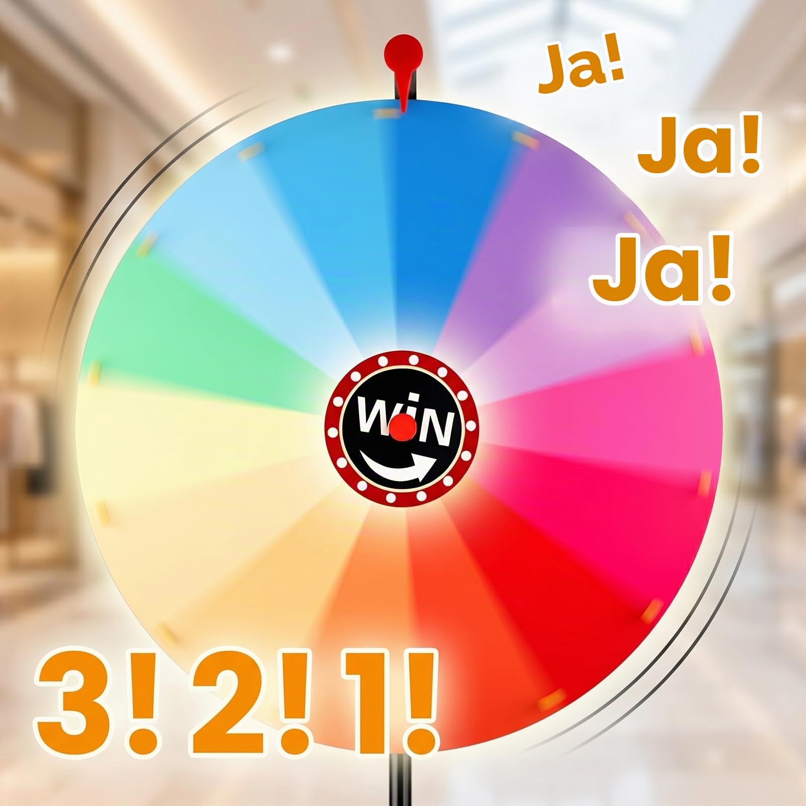 60 cm drehendes Preisrad,14 Farben, drehbares Kritzelspiel mit löschbarem Marker,verstellbar von 100 cm - 200cm, auf dem Boden stehend, verstaubares Glücksrad mit Ablage