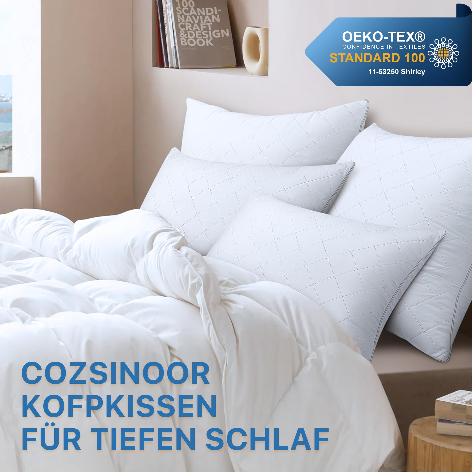 Amolavet Hotelkussen, 80 x 80 cm, set van 2 hoofdkussens, 80 x 80 cm, alternatief microvezel neksteunkussen, buikslaperkussen, rugslaperkussen