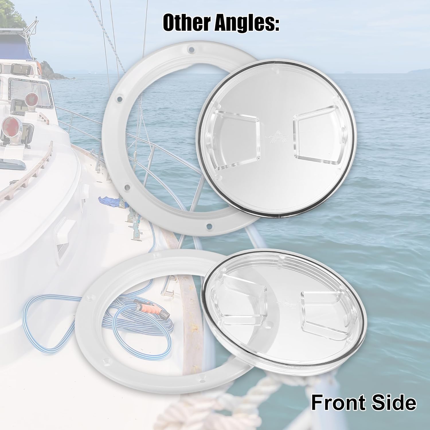 uxcell 4インチ ボートハッチ ラウンド検査デッキプレート マリンアクセスハッチ 取り外し可能なクリアカバー付き ノンスリップ
