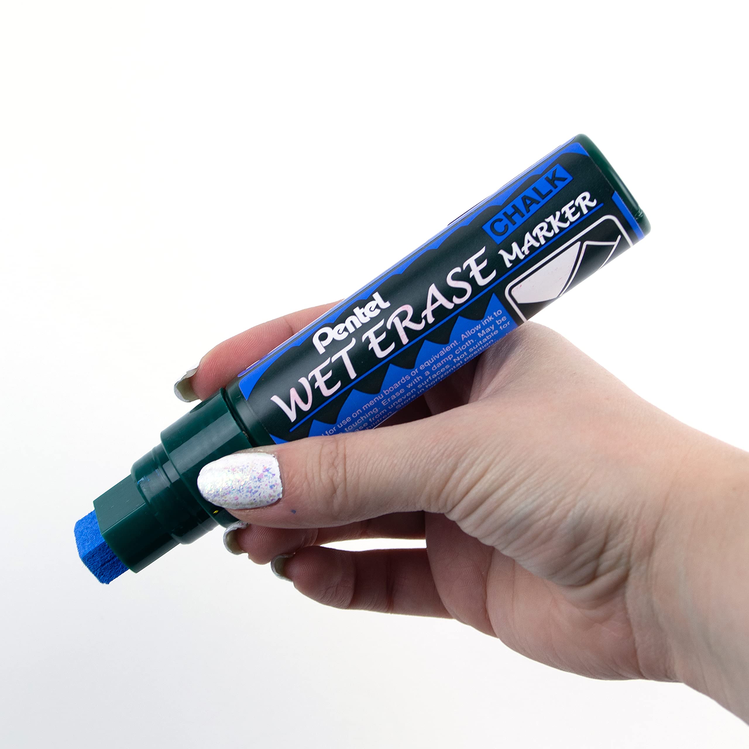 Pentel Arts Marqueur à craie effaçable humide Pointe biseautée Jumbo 12 Pack bleu