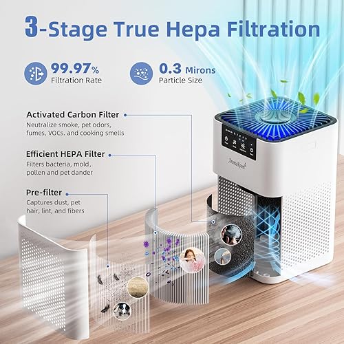 Miniatura 5 de AromaRoom AP102 - Purificadores de aire Hepa para dormitorio, purificadores de aire Hepa para el hogar, olor a orina de mascotas con aromaterapia,