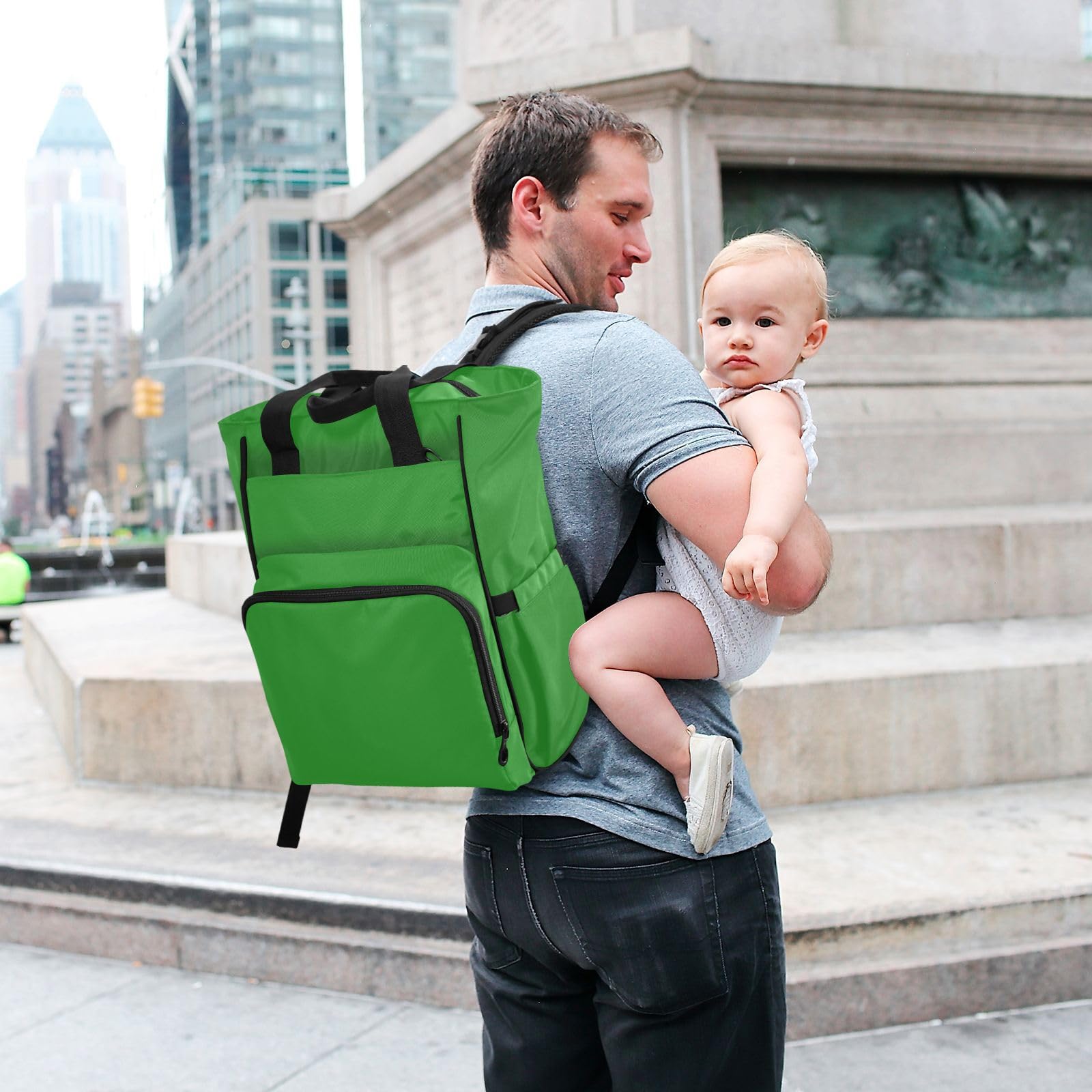 Borsa per pannolini zaino per le donne foreste verde tinta unita