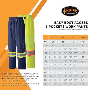 Pioneer Hi Vis Lightweight Traffic Safety Work Pants for Men & Women - Reflective Tape - Leg Zippers - Yellow/Green