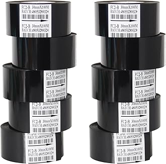 Chudeng 10 Rolls 30mm x 100m Black Thermal Transfer Ribbon Resin for Coder Printer Machine, Black Color Ribbon for Coding Machine