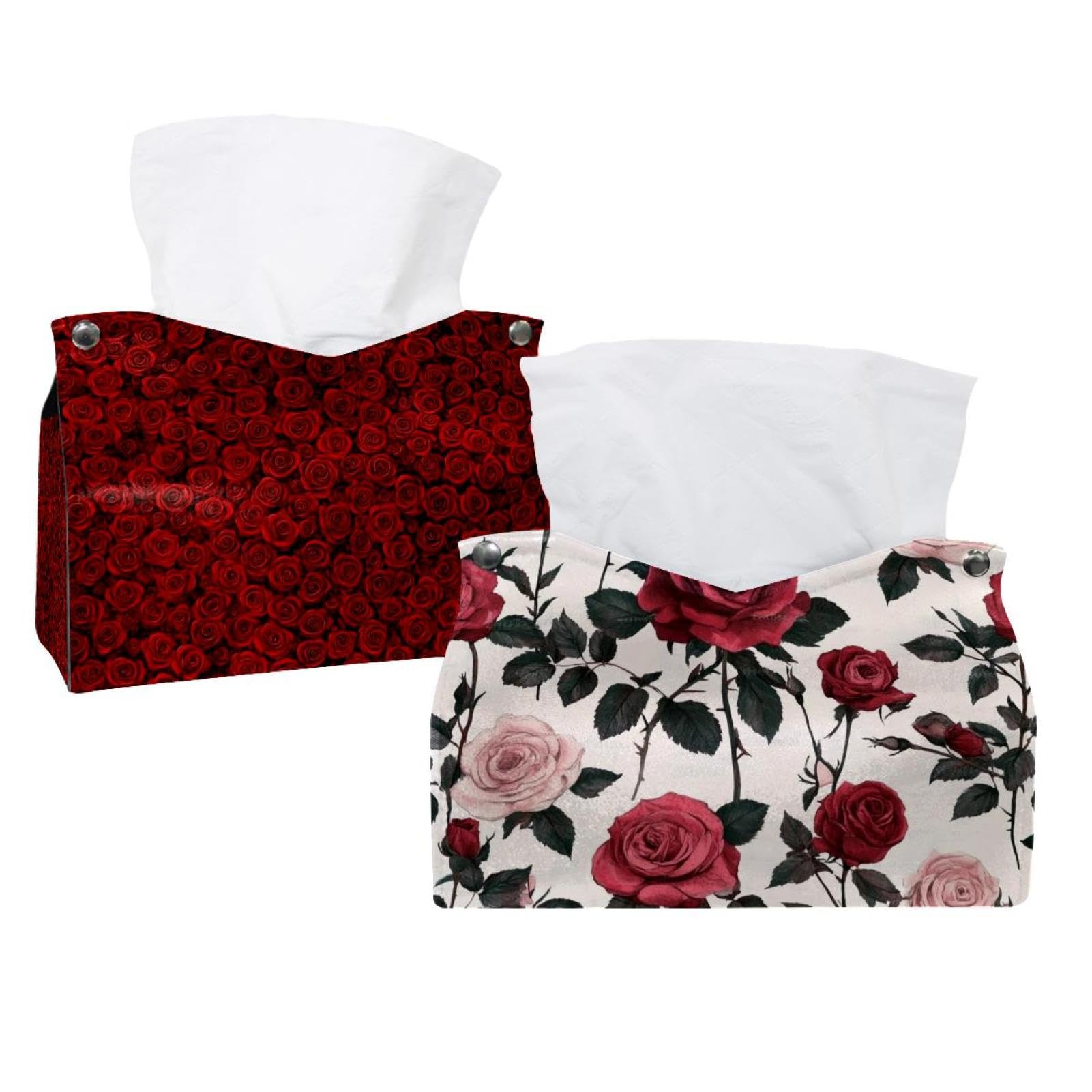 Housse de boîte à mouchoirs fleurs roses : lot de 2 distributeurs déco chic pour salon et bureau