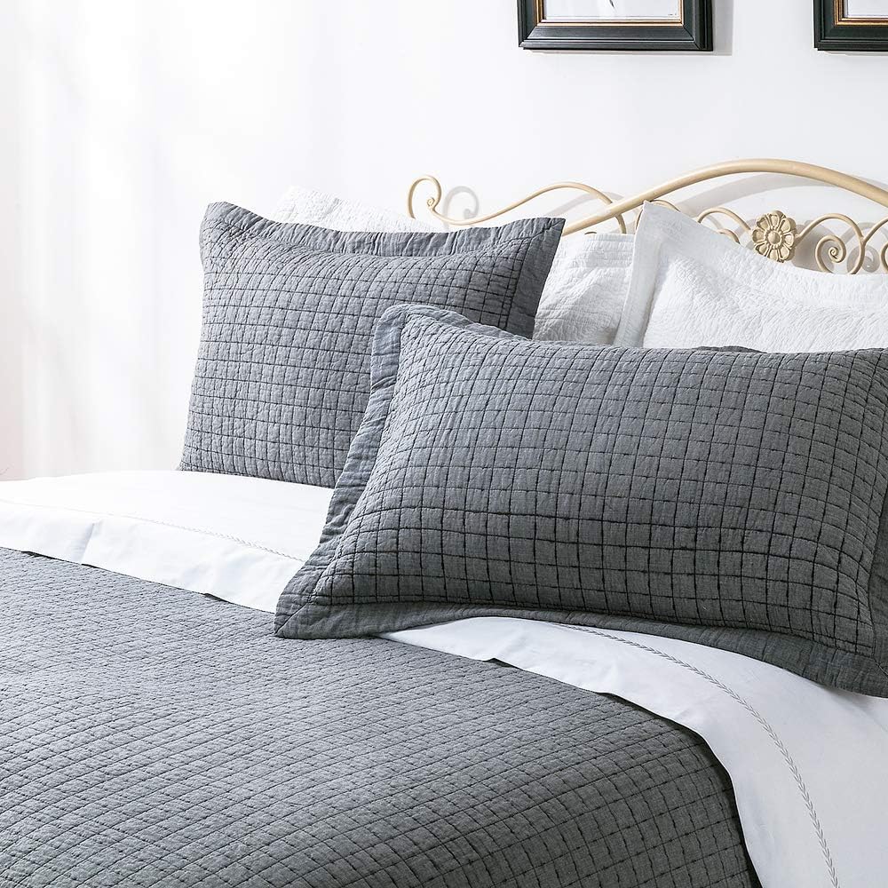 Get Popular Offer Elegant Life Home Cotton Yarn Dyed Chambray Collection Cotton Fill - Lightweight Square Detailed Stitching Bedding Quilt, Queen Gray Color, 88” x 92” Flash Sale Buy 1 get 1 Elegant Life Home Cotton Yarn Dyed Chambray Collection Cotton Fill - Lightweight Square Detailed Stitching Bedding Quilt, Queen Gray Color, 88” x 92”