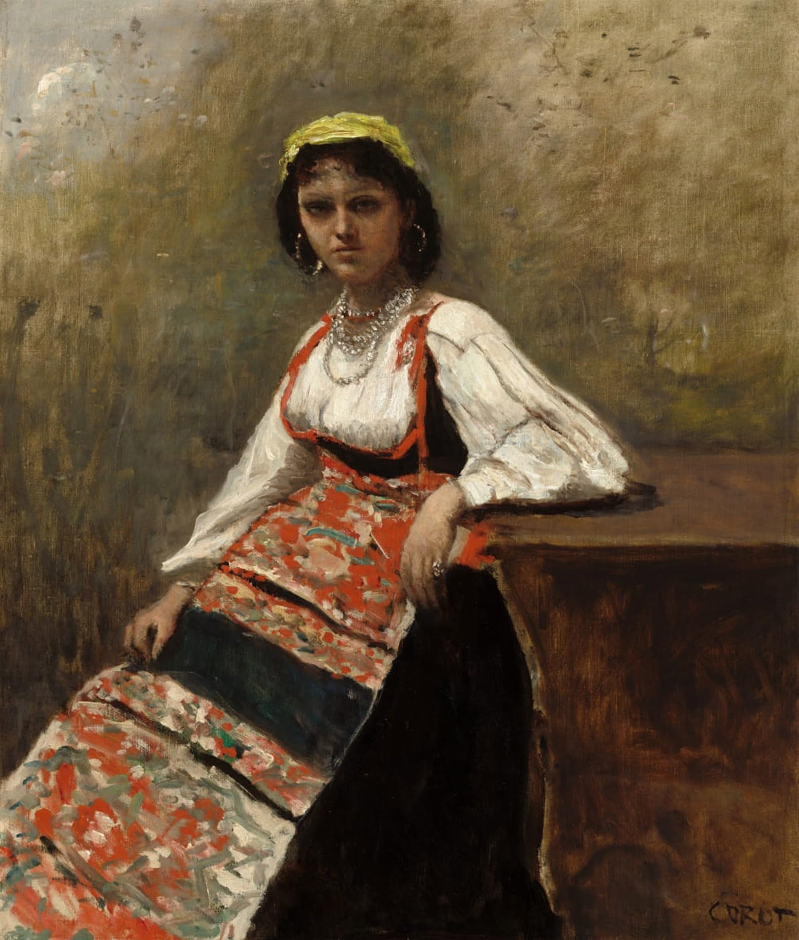 ARTXLXXBN Famous Prints Artwork Pictures Poster Painting Art Italian Woman La Morieri by Jean Baptiste Camille Corot Artwork Landscape Pictures for Home Decor 60x90cm