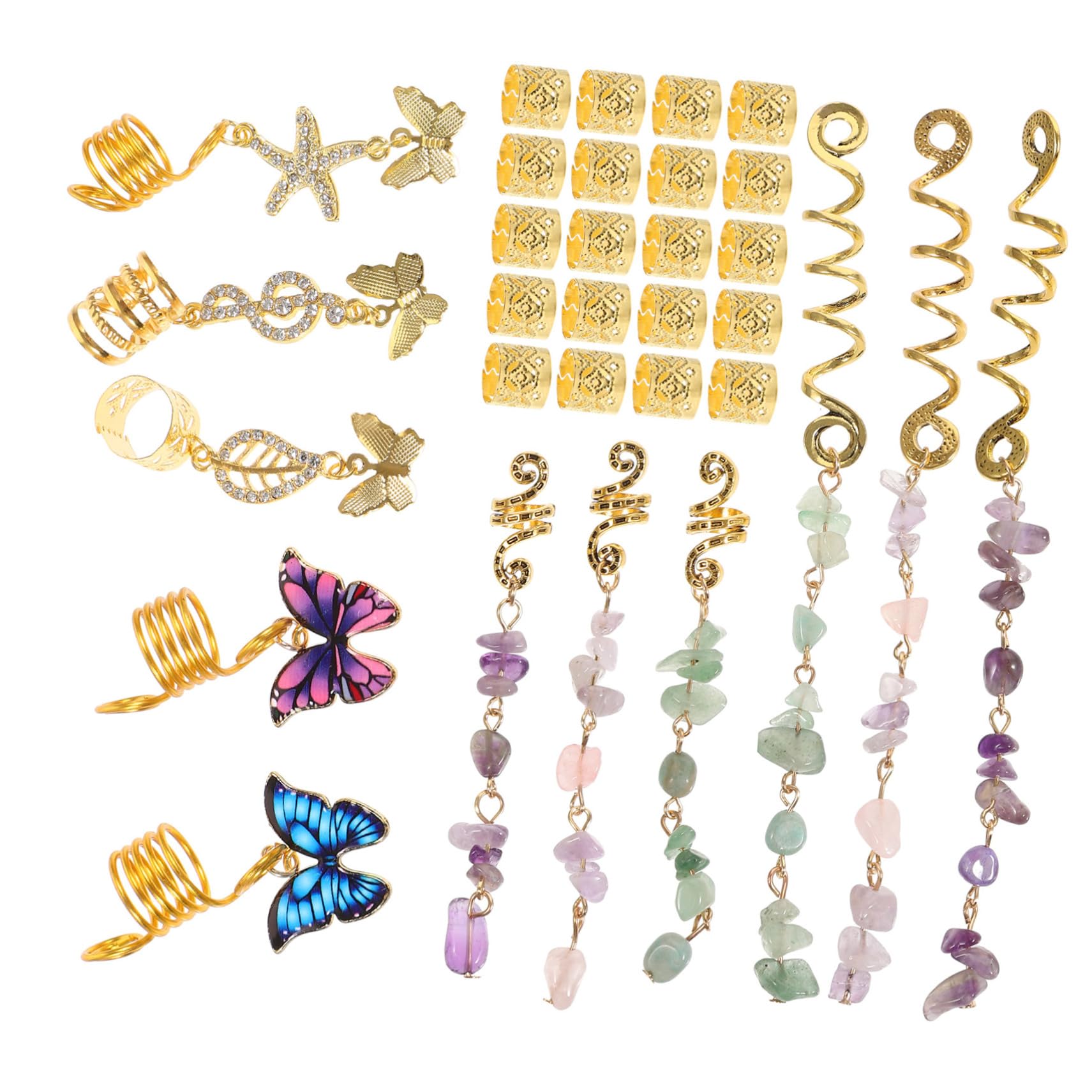 Didiseaon 124 Piezas Rastas hair clips horquillas moño hair pin pasadores joyas accesorios para el cabello pirata mujer encantos de trenza Diamante sombrerería talón anillo de pelo