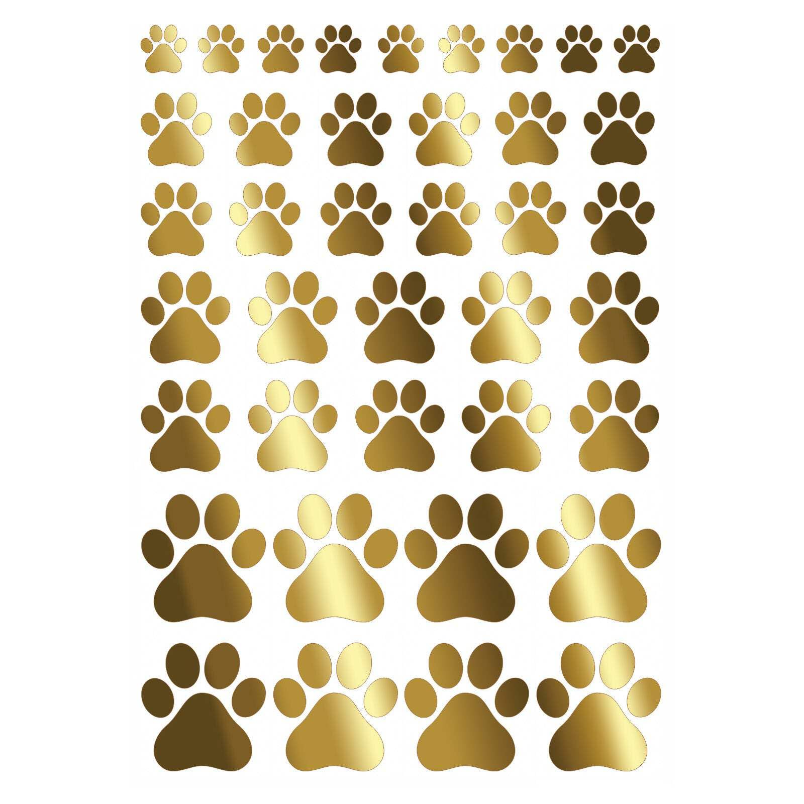 Paw Prints 39 pcs 22k Gold Fused Glass Decals