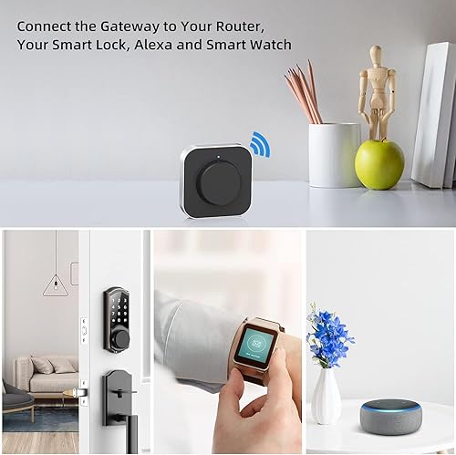 Miniatura 3 de Cerradura de puerta inteligente, puerta de enlace WiFi, entrada sin llave Bluetooth cerradura electrónica de puerta puente Wi-Fi, cerrojo