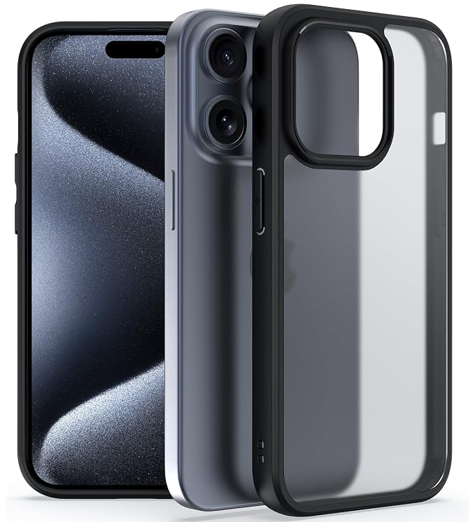 Foso Back Cover Case Compatible with iPhone 15 Pro Max (iPhone 15 Pro Max (Black))