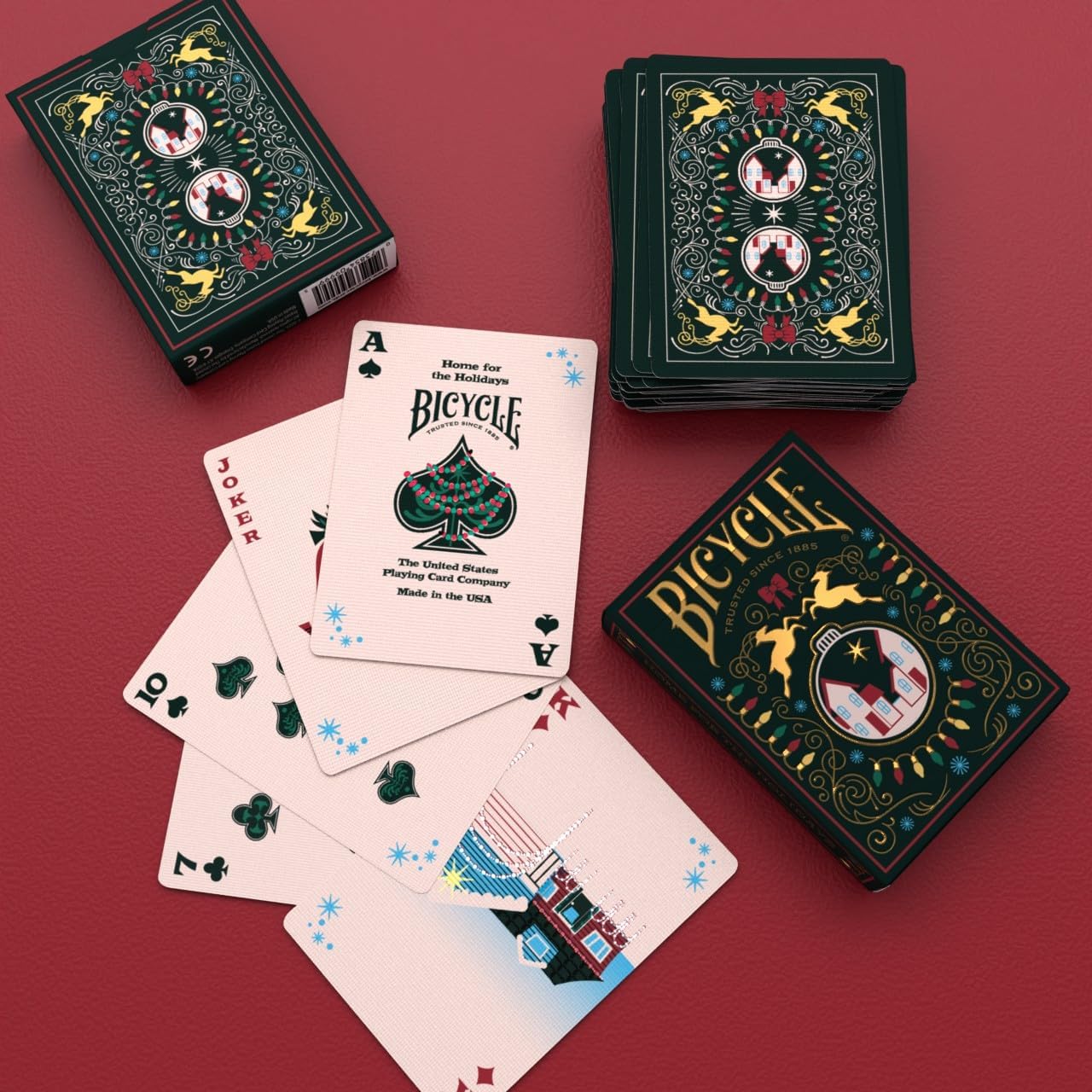 Bicycle Home for The Holidays Collectible Standard 52 Deck of Cards, Poker Size, Stocking Stuffers, Small, Family & Kids Card Game Night