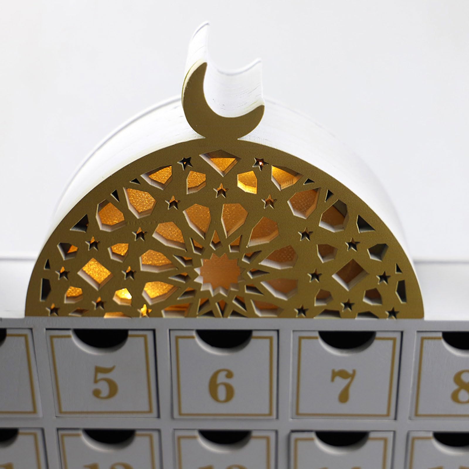Calendario de cuenta regresiva de madera con luz LED, calendario de Adviento para niños y adultos, decoración del hogar, regalo de fiesta, calendario de Adviento Eid