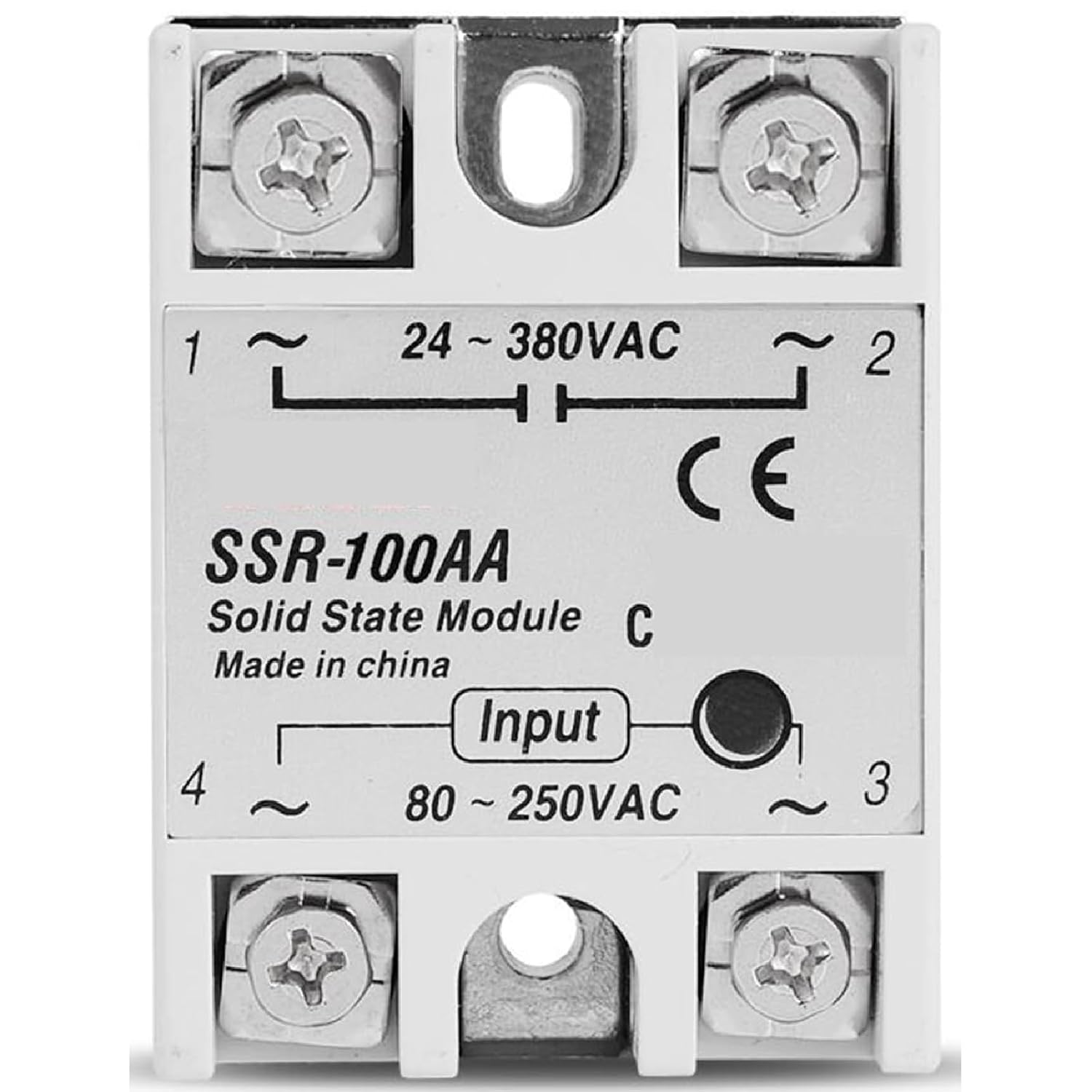 Single Phase SSR Solid State Module Relay AC 40A 60A 80A 100A Actually Voltage 80-250V 220V to 24-380V AC Load (SSR-100AA)