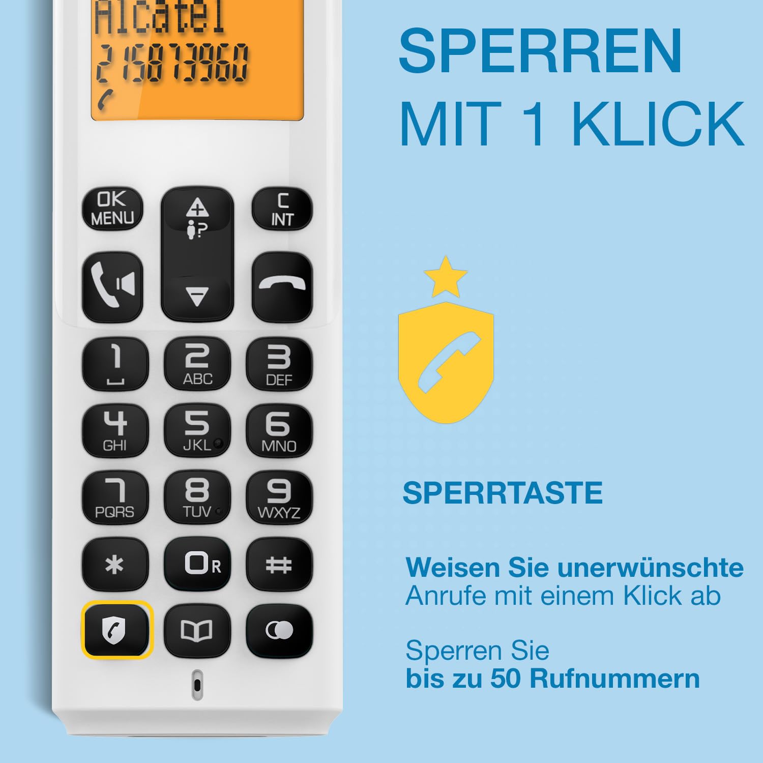 Handsfree Telefoon Met Groot Display ALCATEL E260 Solo Draadloze Telefoon – Rood, Met Oproepblokkering, Hands-free, Groot Display – Voor Thuisgebruik ECO-design Batterijduur