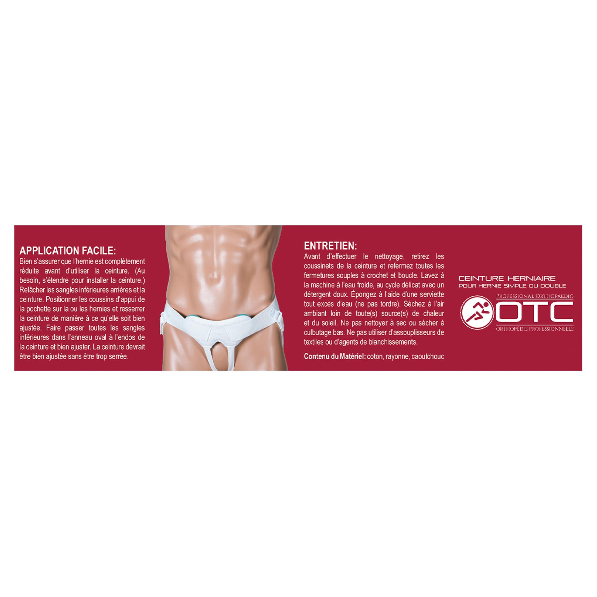 OTC Medical Hernia Belt for Single or Double Hernia, Non Abrasive Truss for Inguinal or Scrotal Hernia Support, White, Medium