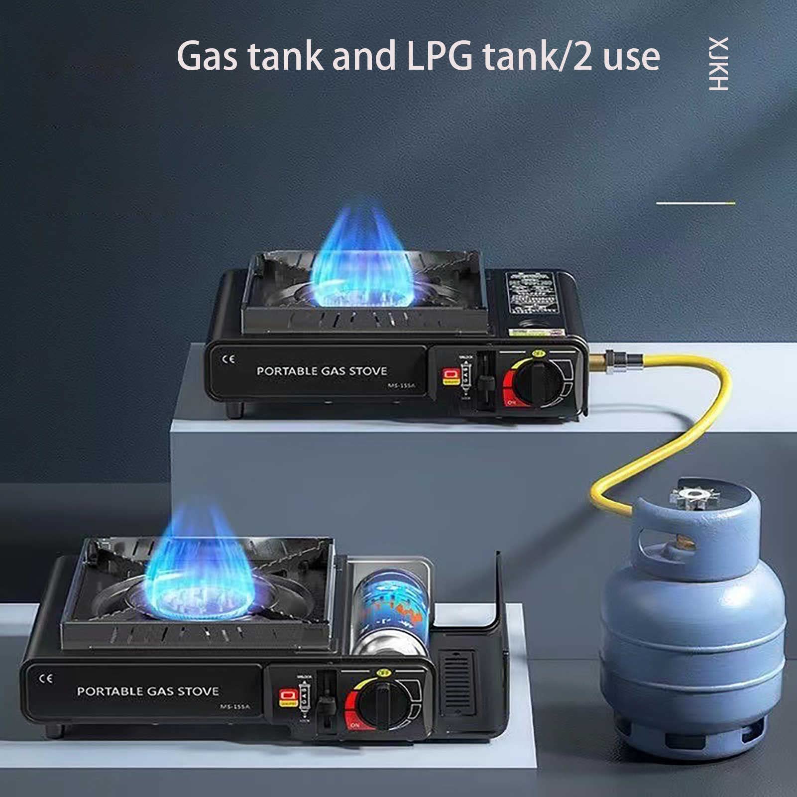 Estufa de acampada, cocina de gas portátil compacta, estufa de gas de un solo quemador, con funda de transporte, para el hogar, restaurante, interiores y exteriores
