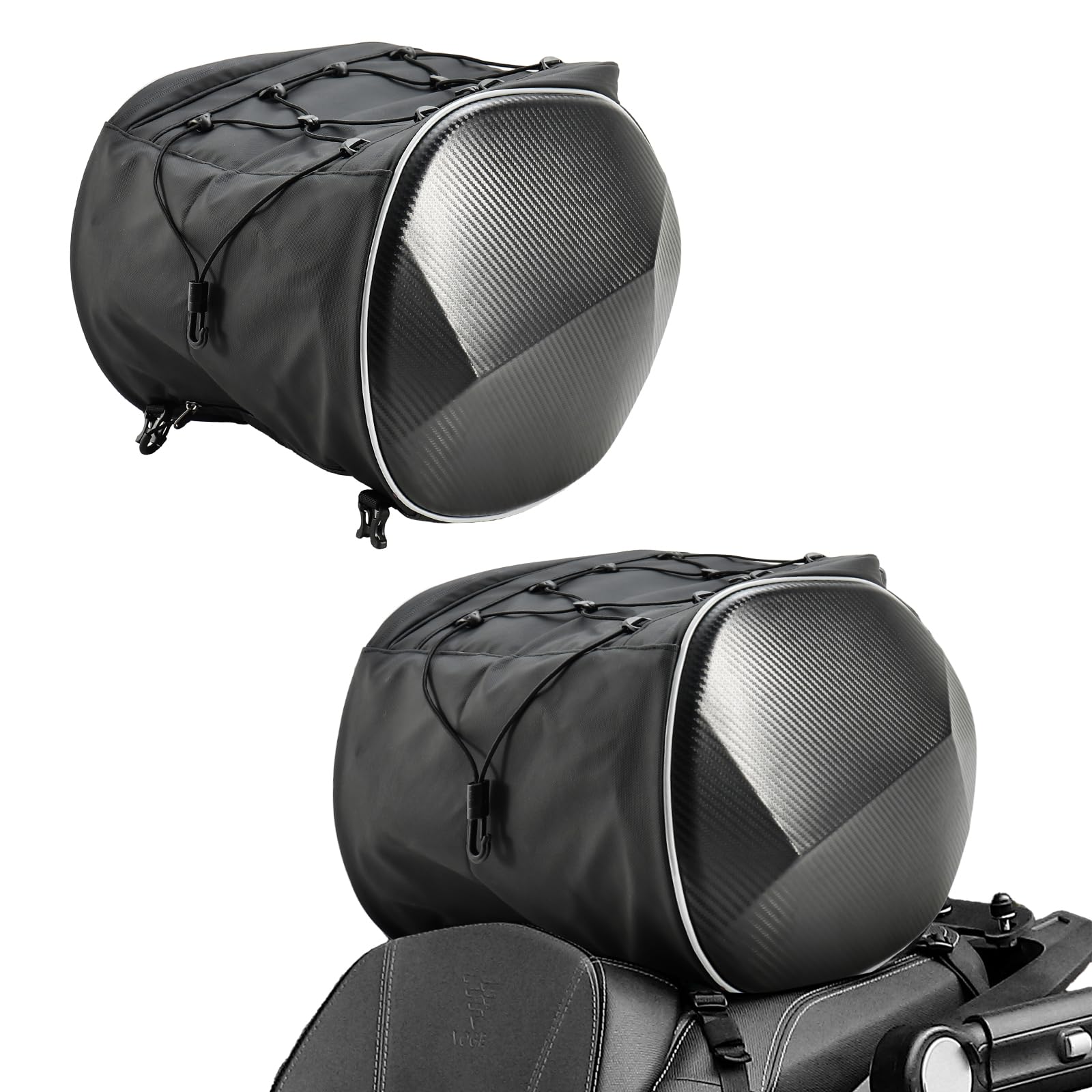 Bolsa Asiento Trasero Moto,con Amplio Espacio y Banda Reflectante, Bolsa Universal para el sillín de Moto, Bolsa para Casco, Bolsa para el túnel de escúter, Negro