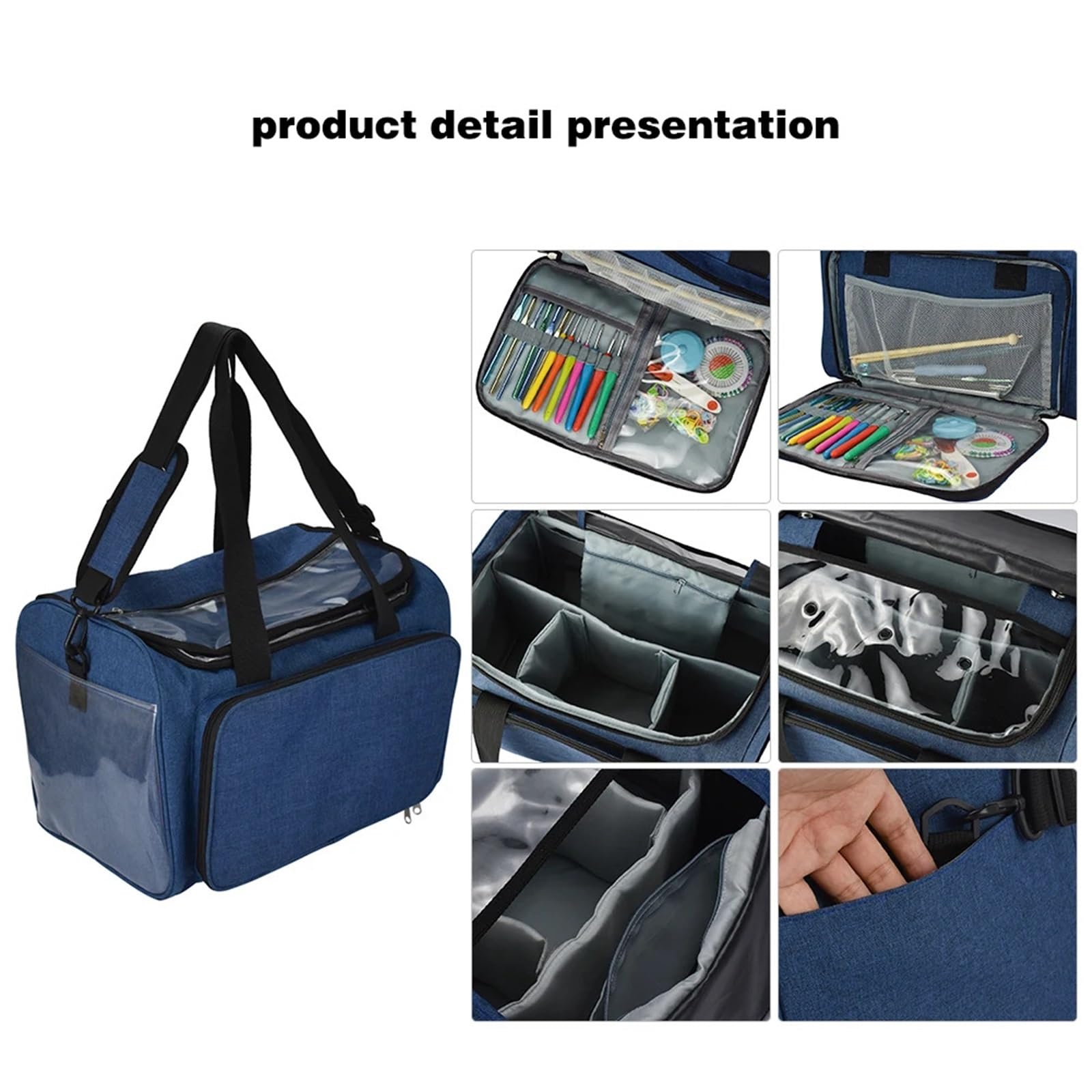 Bolsa for máquina de Coser, Estuche Organizador, Bolsa de Almacenamiento de Gran Capacidad, Bolsa de Almacenamiento for Lanas de Viaje, Organizador, Bolsa de Transporte for Tejer(Blue)
