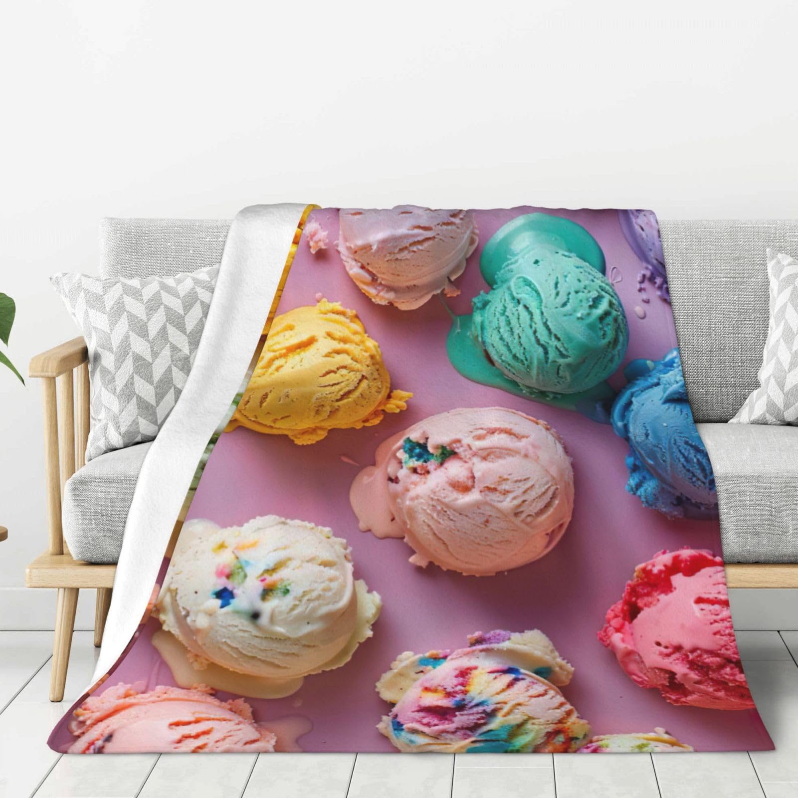 Couverture en flanelle crème glacée plaid doux pour lit et canapé
