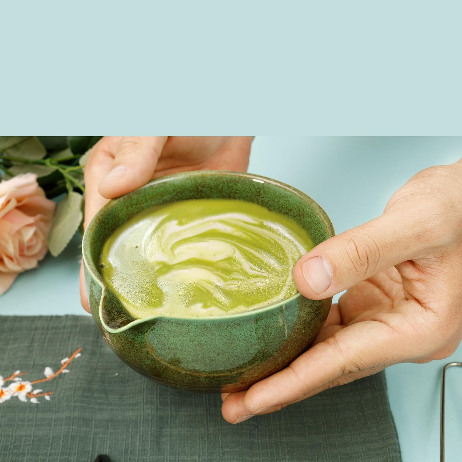Service À Thé Matcha 7 Pièces, Bol Rond Émaillé Transformé Au Four, Avec, Fouet, Cuillère Et Tamis, Adapté Aux Amateurs De Matcha Kit(White 7 pcs)