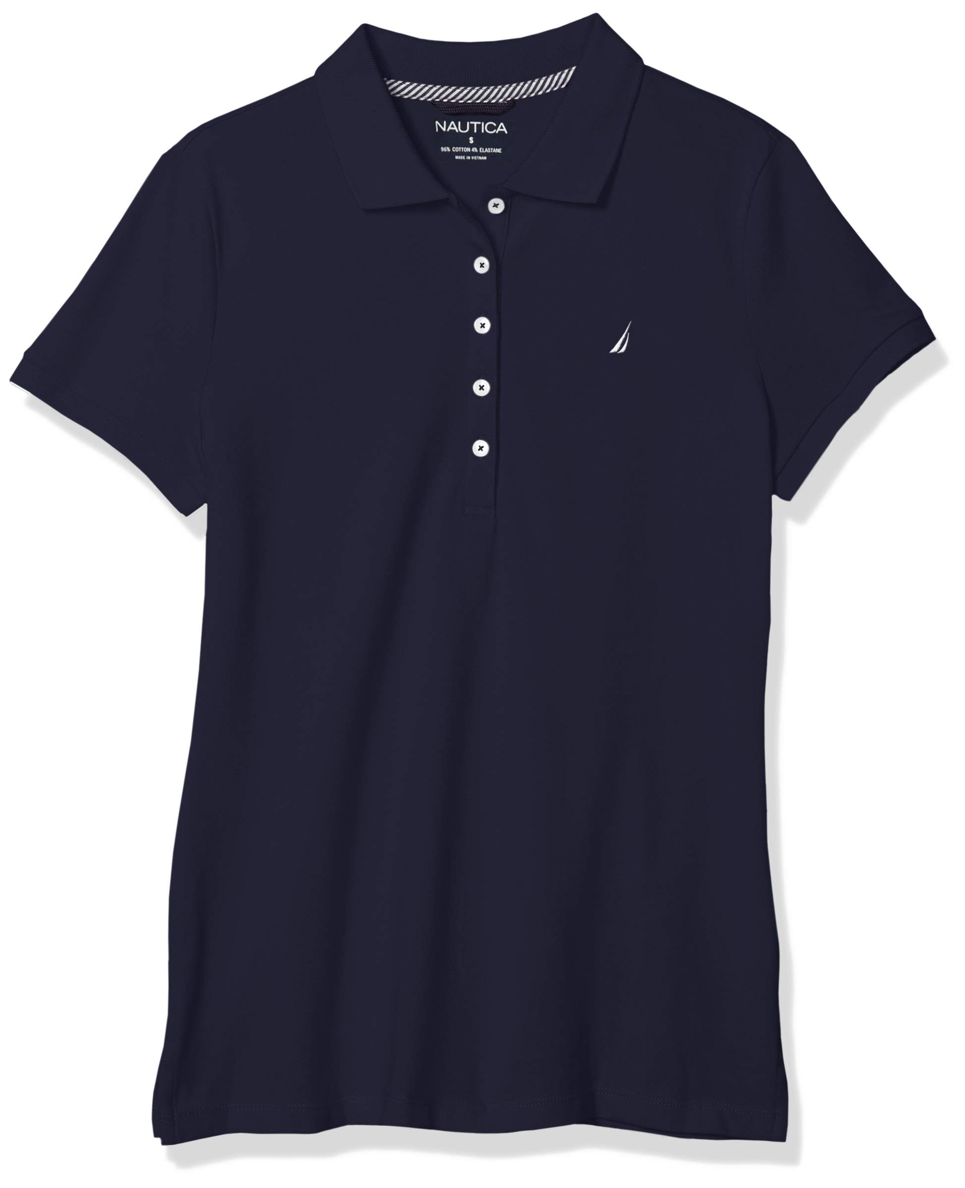 Nautica Polo Short Sleeve Button Placket Polo Polo de Manga Corta con Botones Mujer (Pack de 1)
