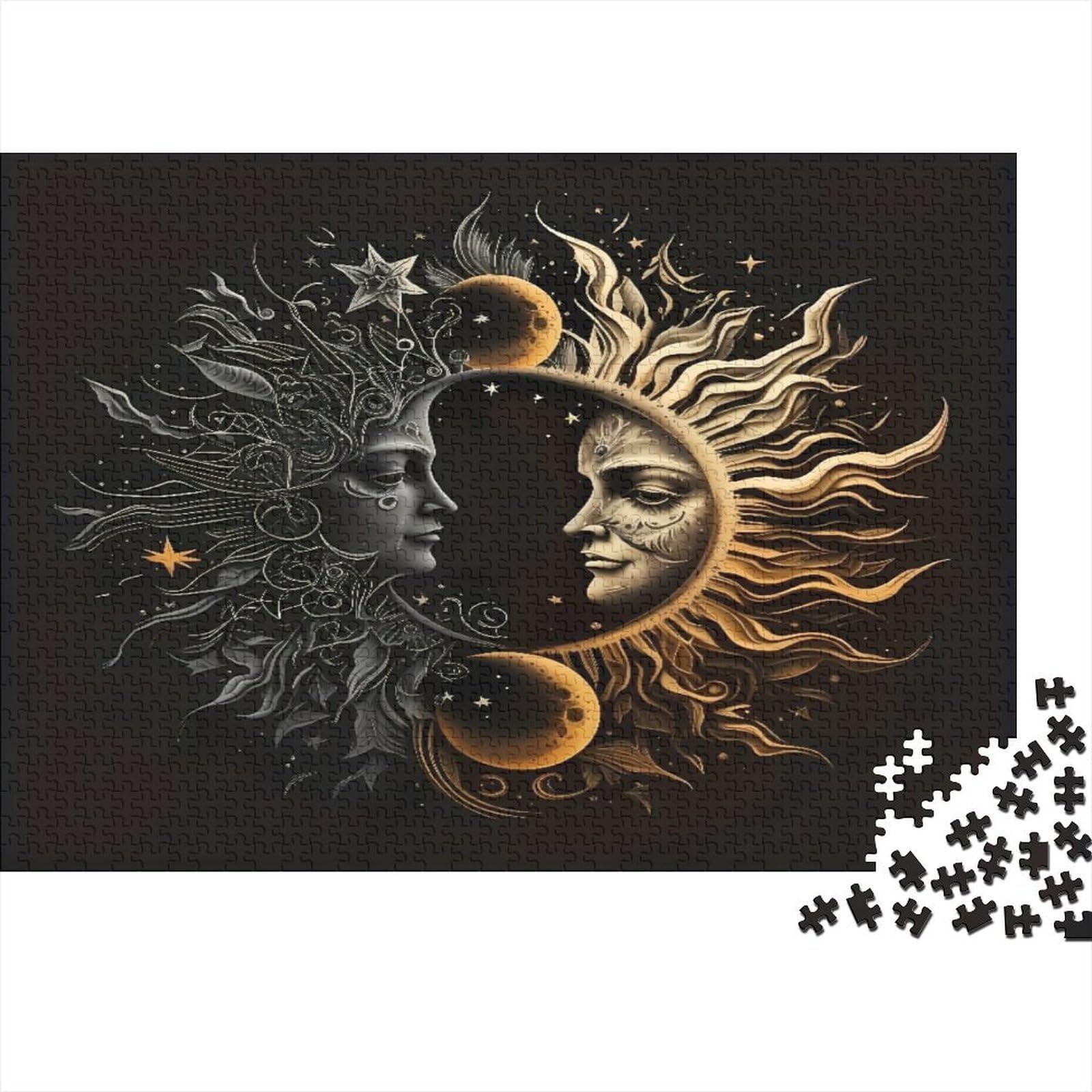 1000 Pieces Sun Moon Jigsaw Paper Puzzle for Adults Brain Training Art Home Decor 70x50cm/1000pcs