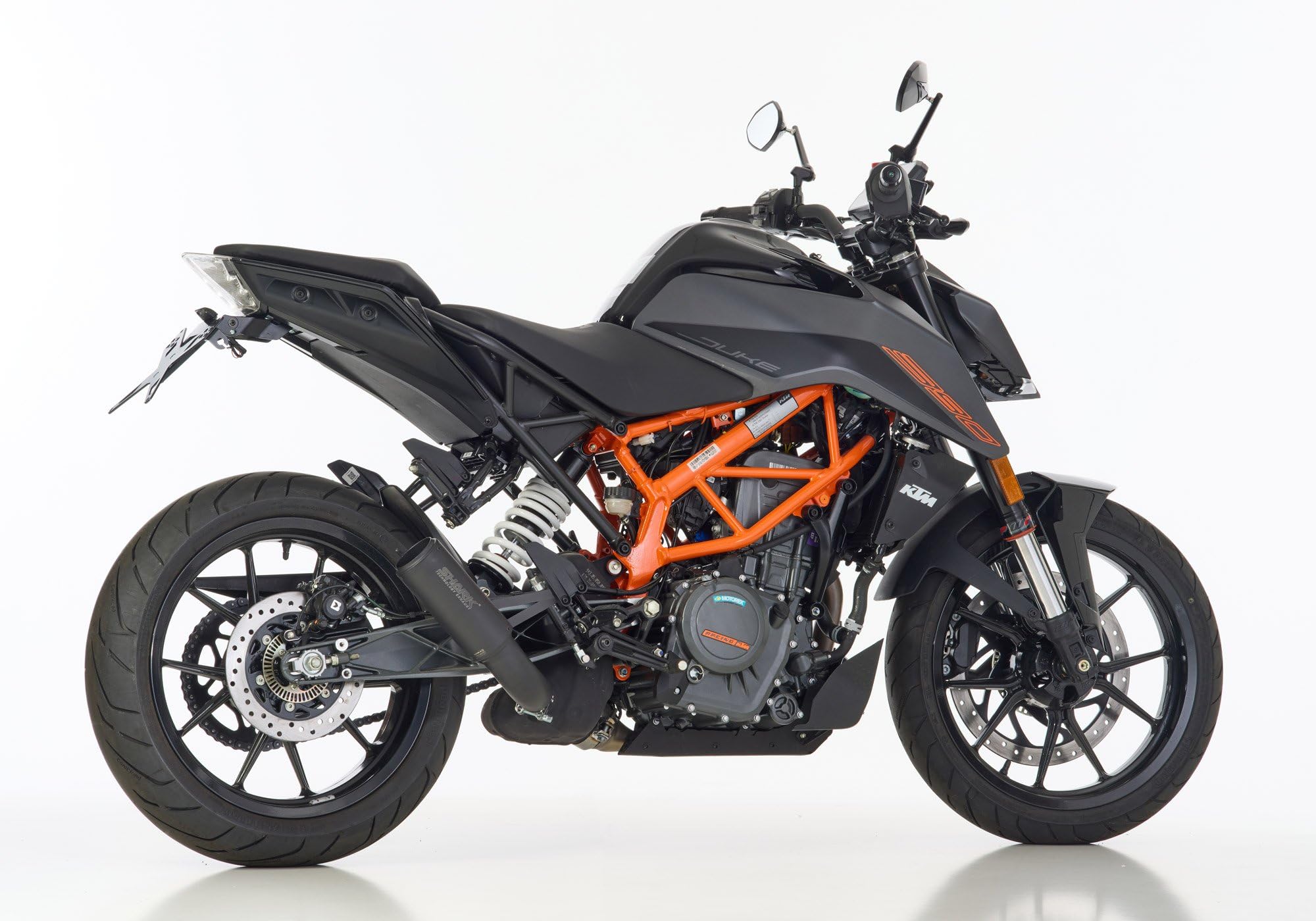 SHARK Sportauspuff kompatibel mit KTM | 390 Duke | Typ KTM IS Duke | 373 ccm | Baujahr 2021-2023 | SHARK RCT Slip on