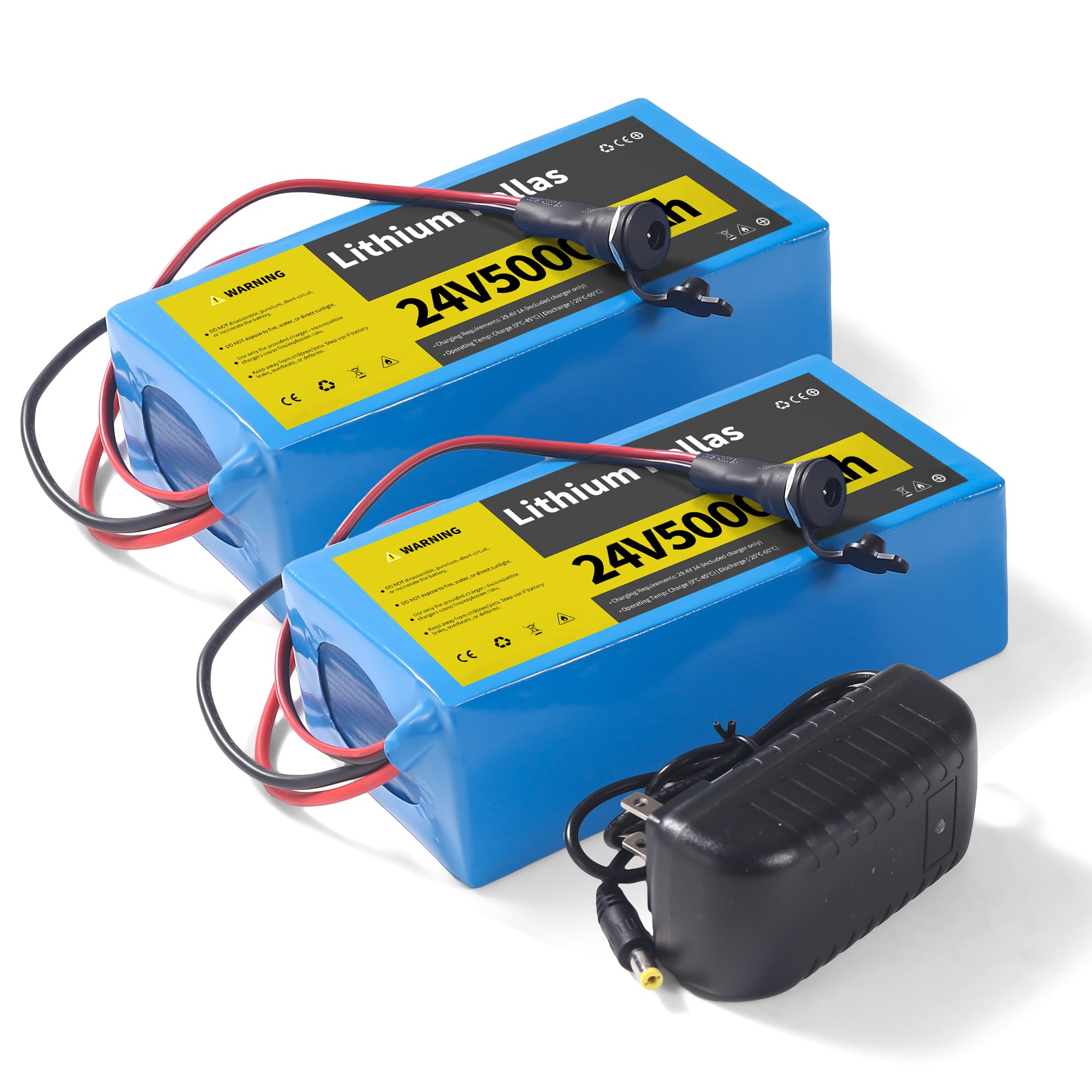 Lithium Hellas 2 Pack 24V 5Ah Lithium Battery with 29.4V 1A Charger