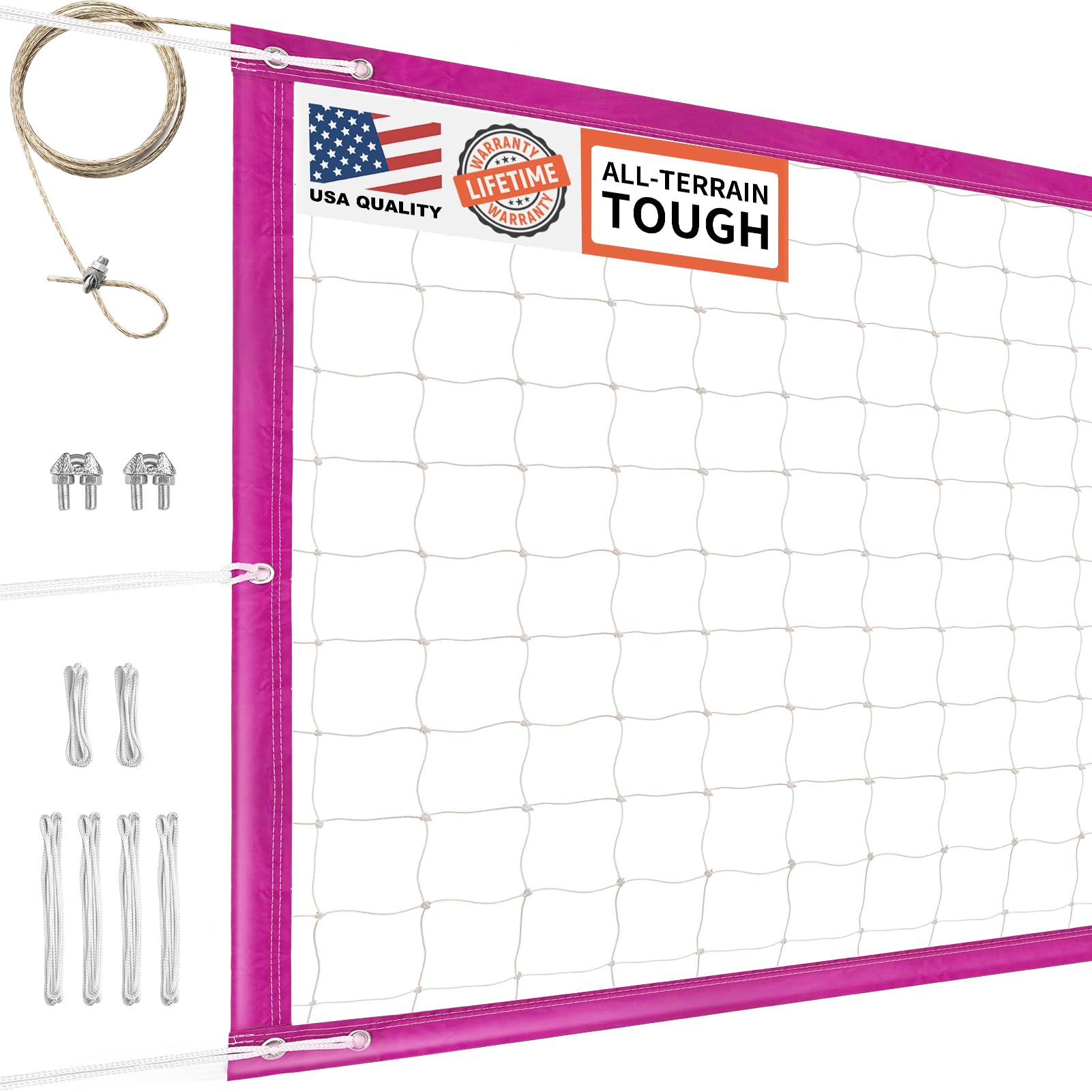 DDVLG Professional Volleyball Net Heavy Duty Outdoor, Upgraded Weather Performance with 46FT High-Tensile Steel Cable, Reinforced Borders, Ideal for