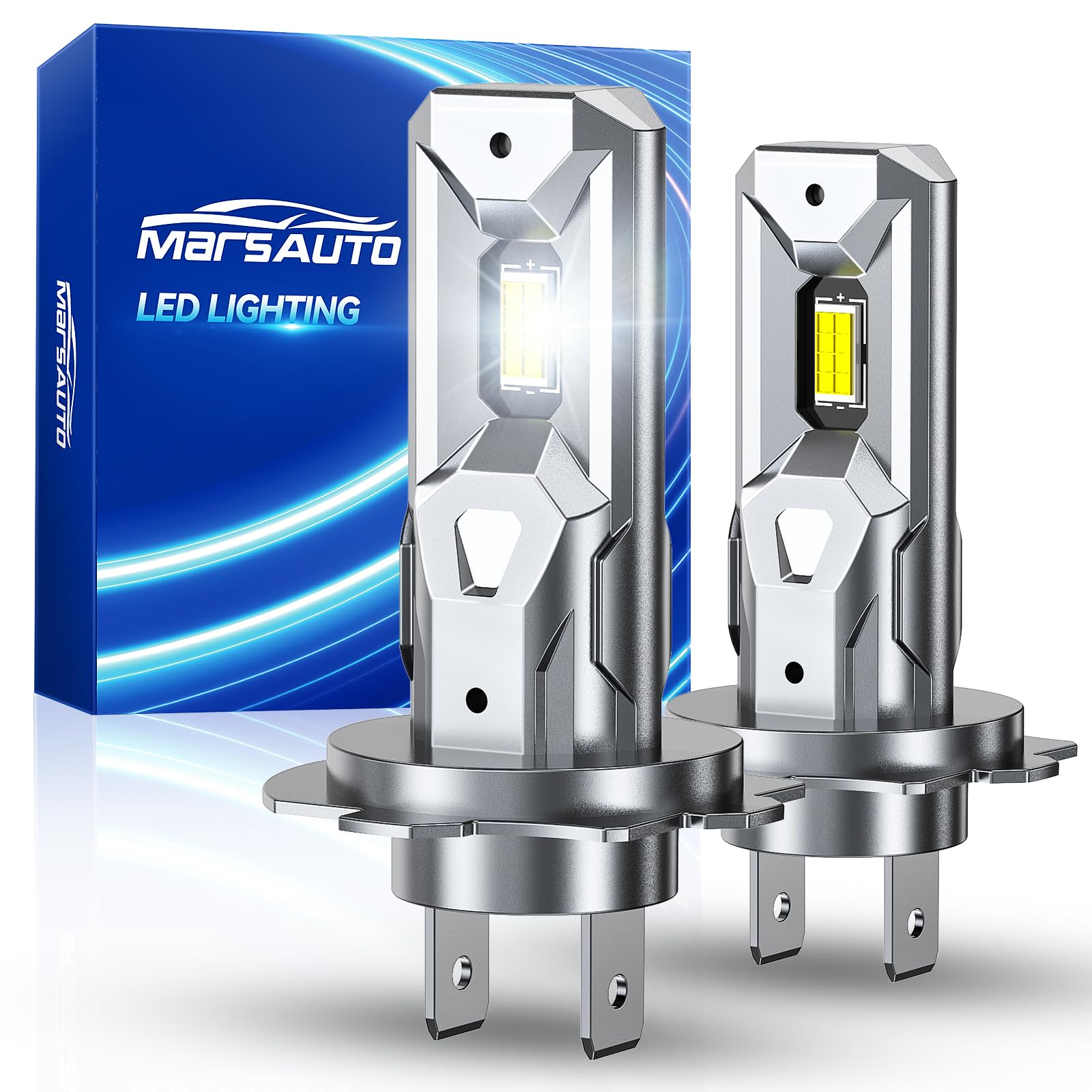 Marsauto - H7 Halogen Headlight Bulb - High-Performance Car Headlight - Halogen Light with No Glare - for Automotive - 2 Bulbs