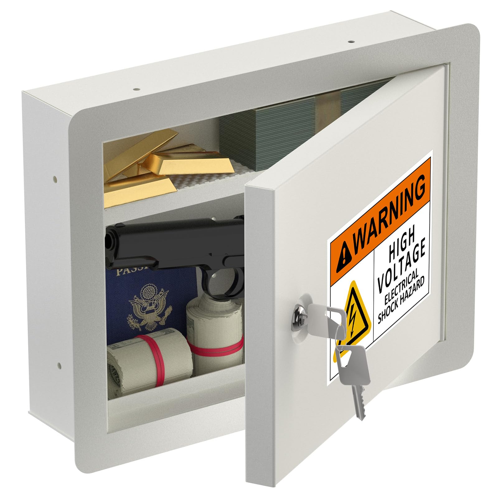 Wall Safe with Disguised Sticker, Wall Safe Between Bolts, Fits 16" Bolts with Key Lock, Concealed Storage for Firearms, Money and-image-25