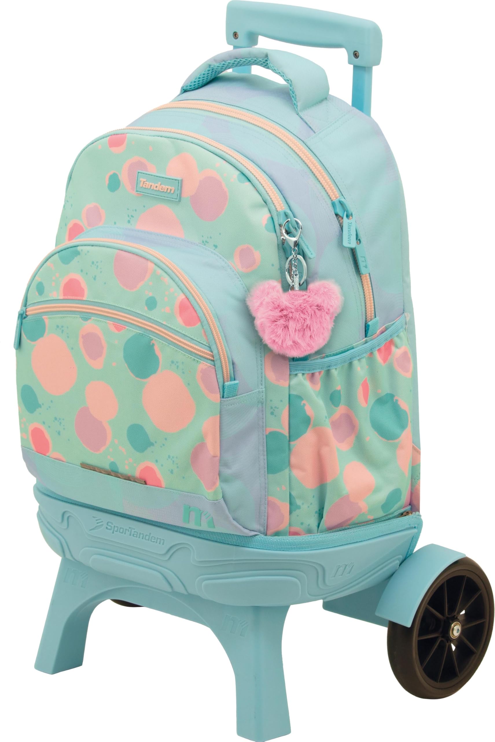 Sportandem Tandem Mochila con Ruedas Desmontable y Carro antivuelco, 35 L, 2 Compartimentos, Bolsillo Frontal con Organizador, Tirantes ergonómicos, asa Acolchada
