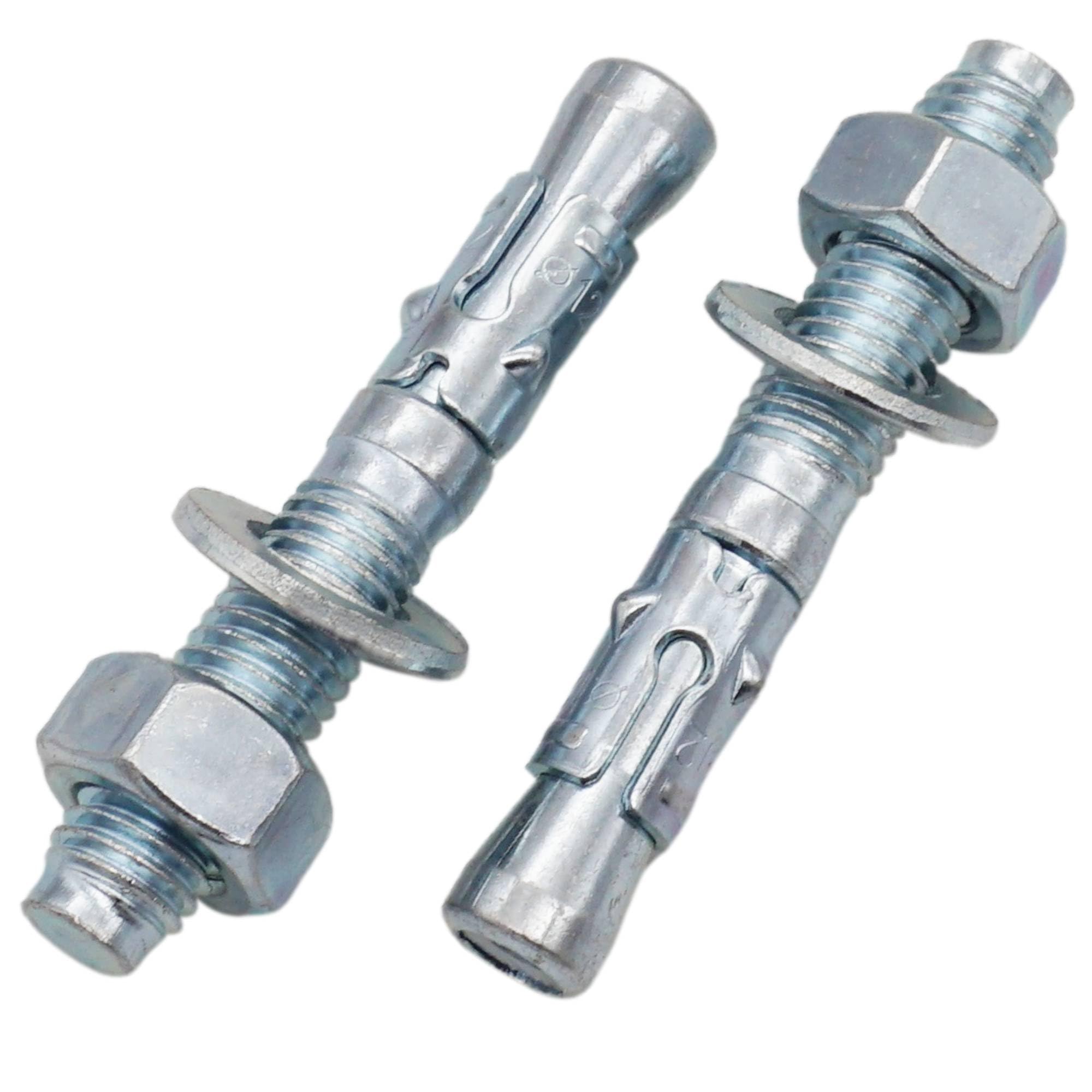 Skir'co (8 Pcs) Zinc Plated Wedge Anchors M12 X 80 Mm, Metal Dowels, Anchor Bolt, Masonry Anchors, Concrete Anchor