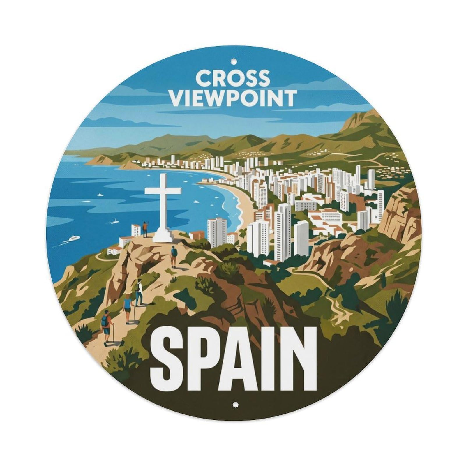 Benidorm Cross Viewpoint Spain Landmark Travel Metal Tin Sign