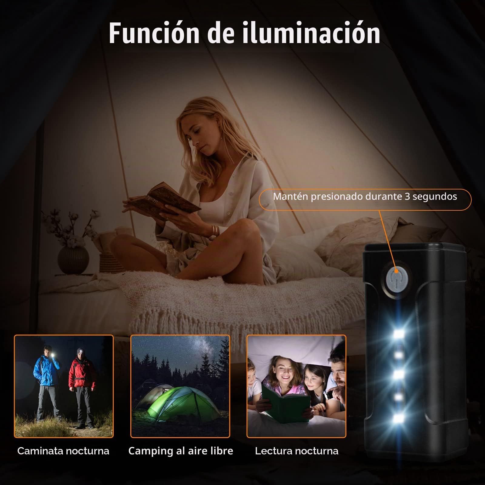 Ducha de Campamento portátil con luz led, Dos baterías, Cargador USB, Bomba de Ducha eléctrica, Ligera y fácil de Llevar, Adecuada para Senderismo/Camping, Playa, Mascotas, al Aire Libre