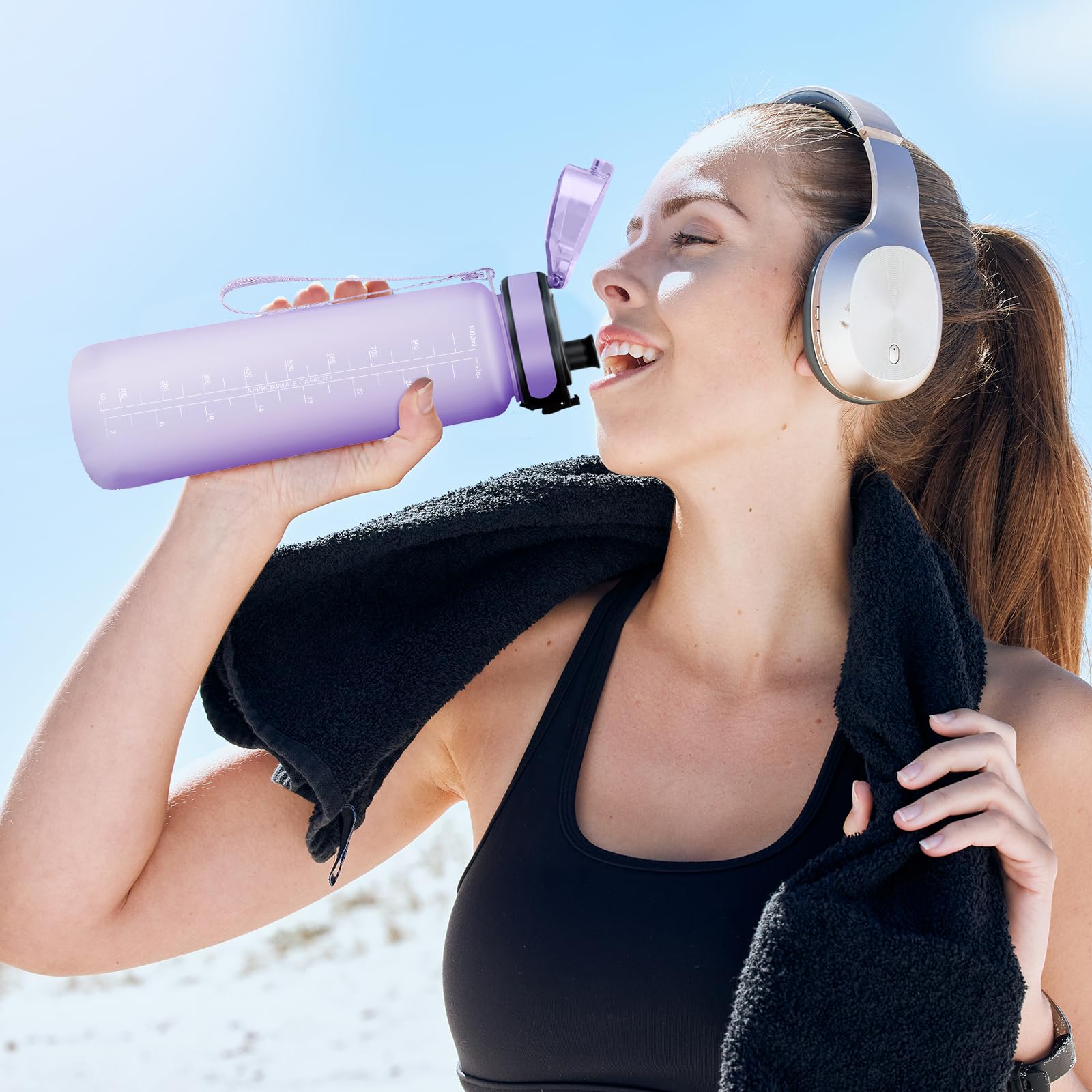 KollyKolla Borraccia 500ml/1L/1.5L,Palestra a Prova di Perdite,Motivazionale con Filtro, Bottiglia d'acqua Sportiva con Indicatore del Tempo, Borraccia per Bambino, Bambina, Sport, Scuola