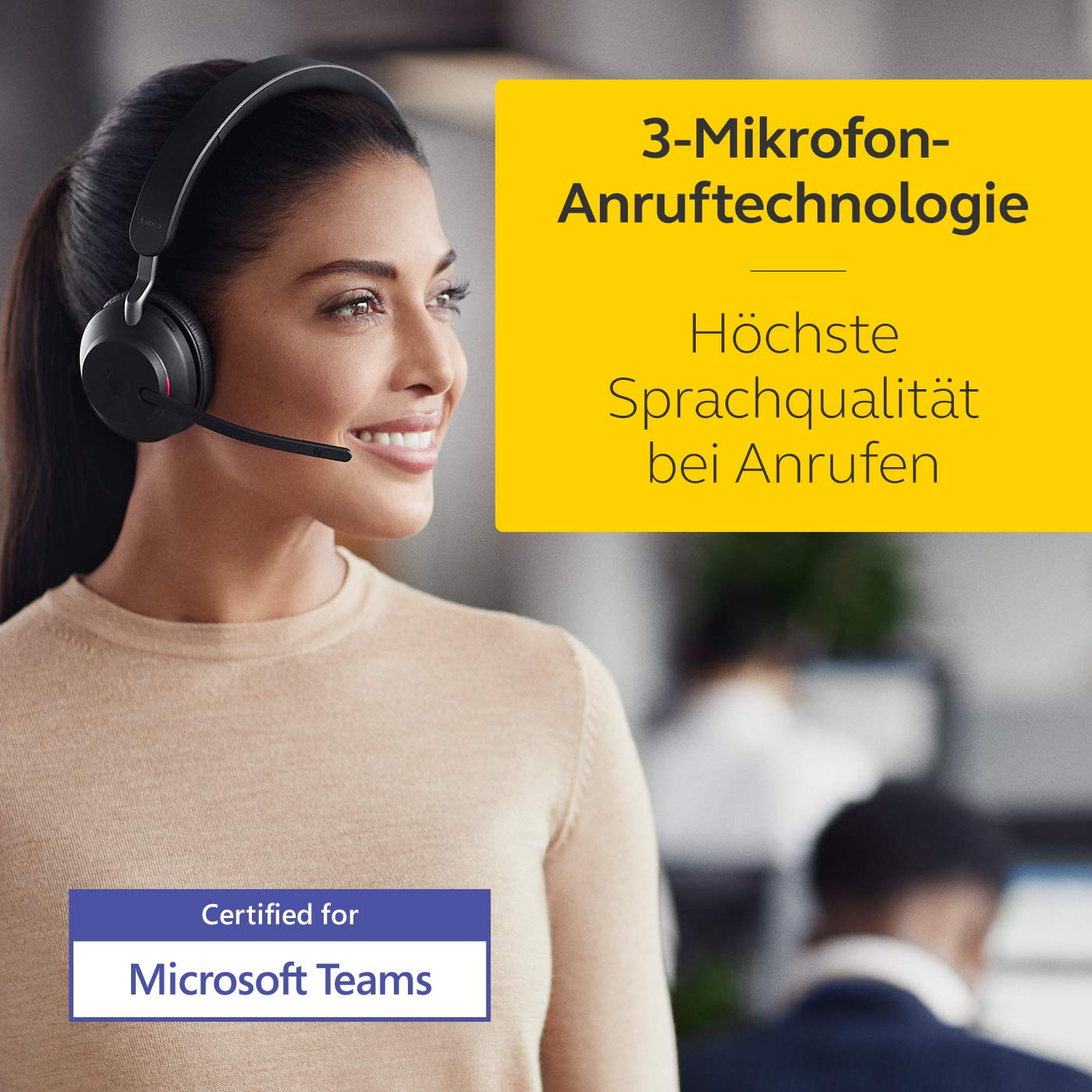 Jabra Evolve2 65 Wireless PC Headset Noise Cancelling Microsoft Teams Certified Mono Headphones USB-A Bluetooth Adapter Black