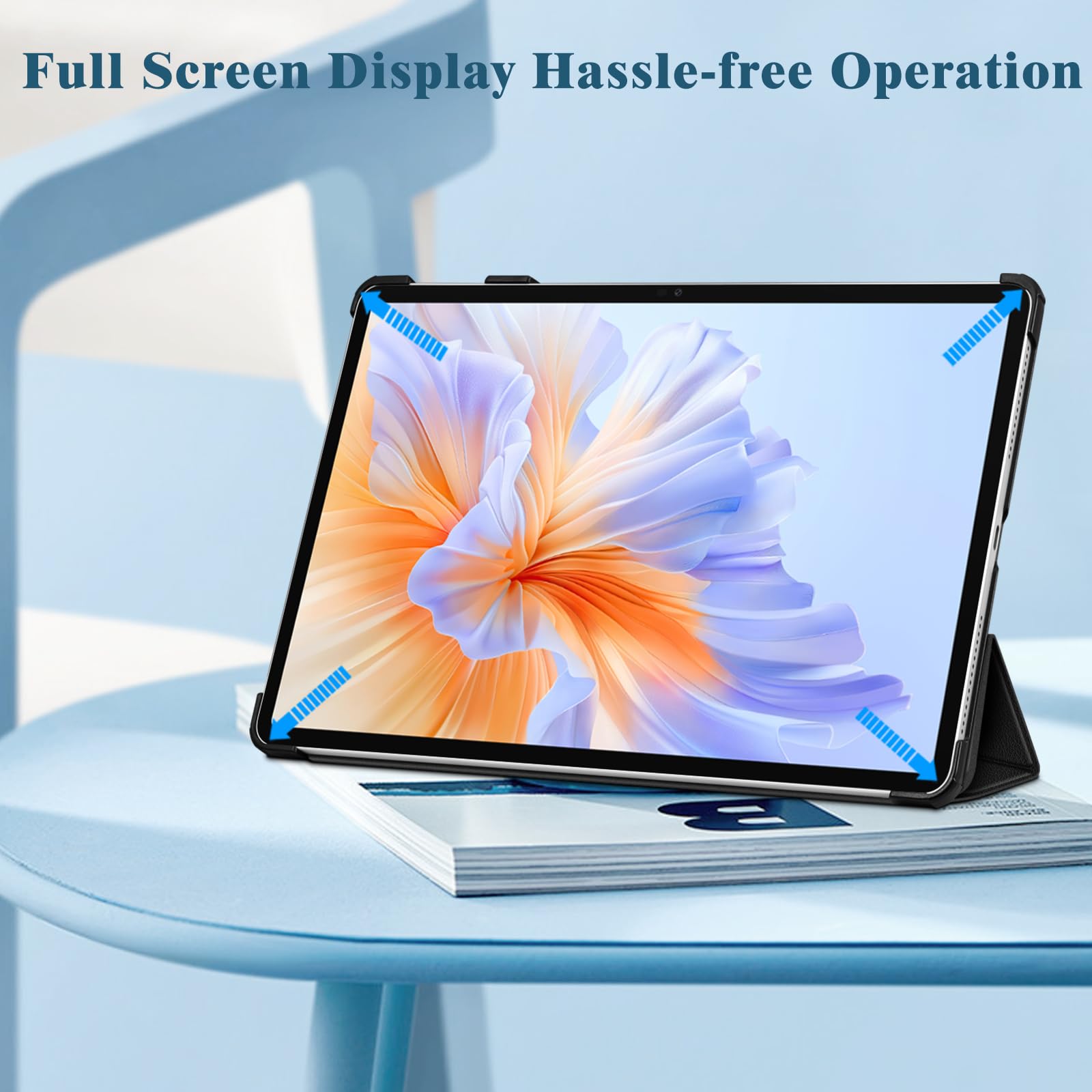 Fintie etui do Honor Pad V9 11,5" 2025, ultra cienkie etui ochronne ze sztucznej skóry z funkcją automatycznego budzenia snu i podstawką, czarne