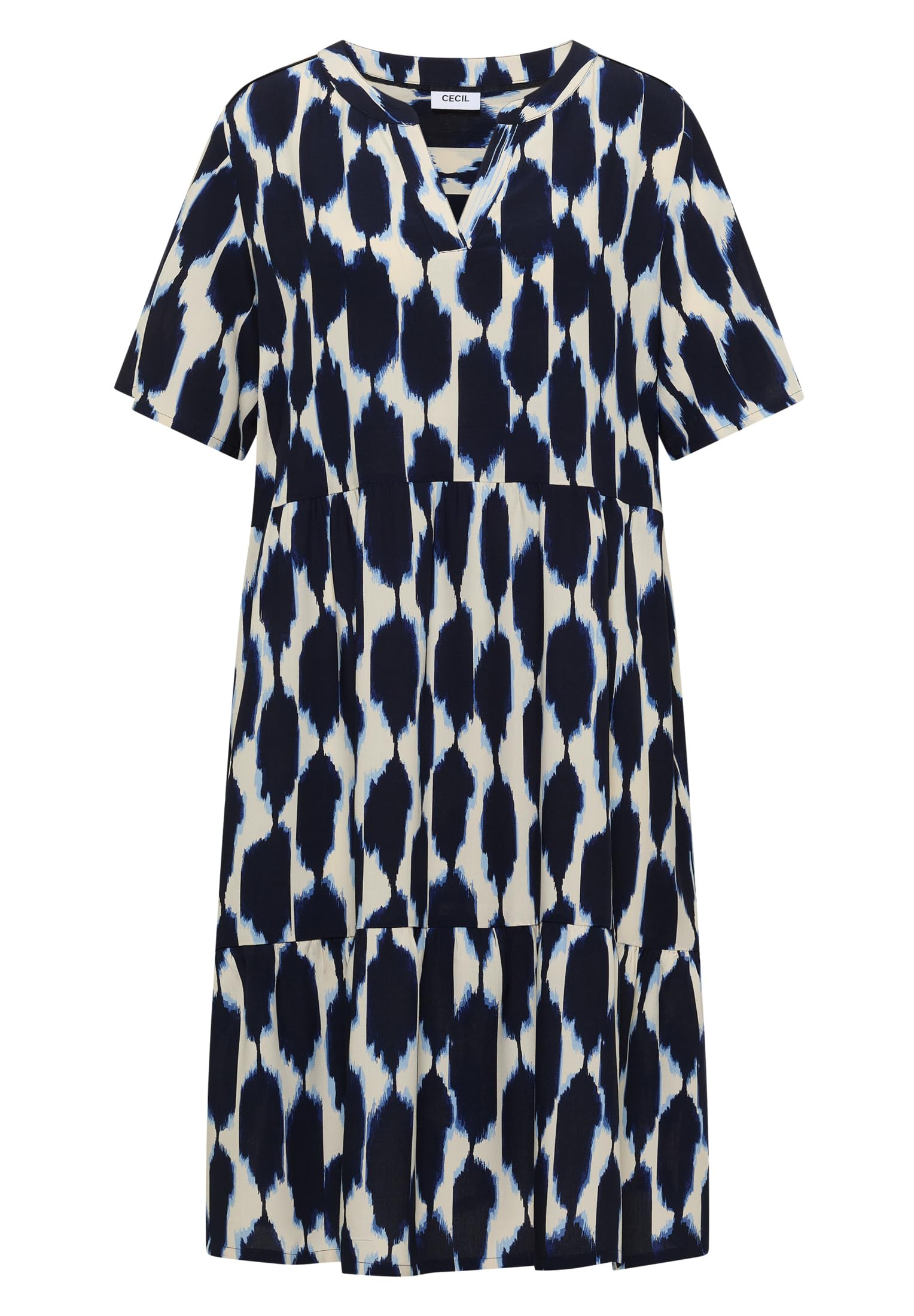 Cecil Damen 1409488 Knielanges Kleid mit Split Neck und Struktur (1er Pack)